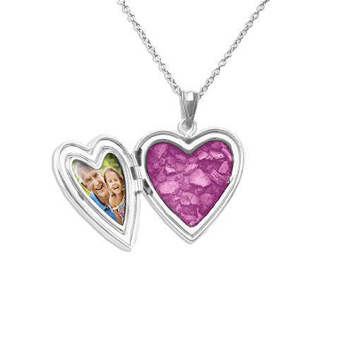 EverWith Mum Heart Shaped Sterling Silver Memorial Ashes Locket Pink