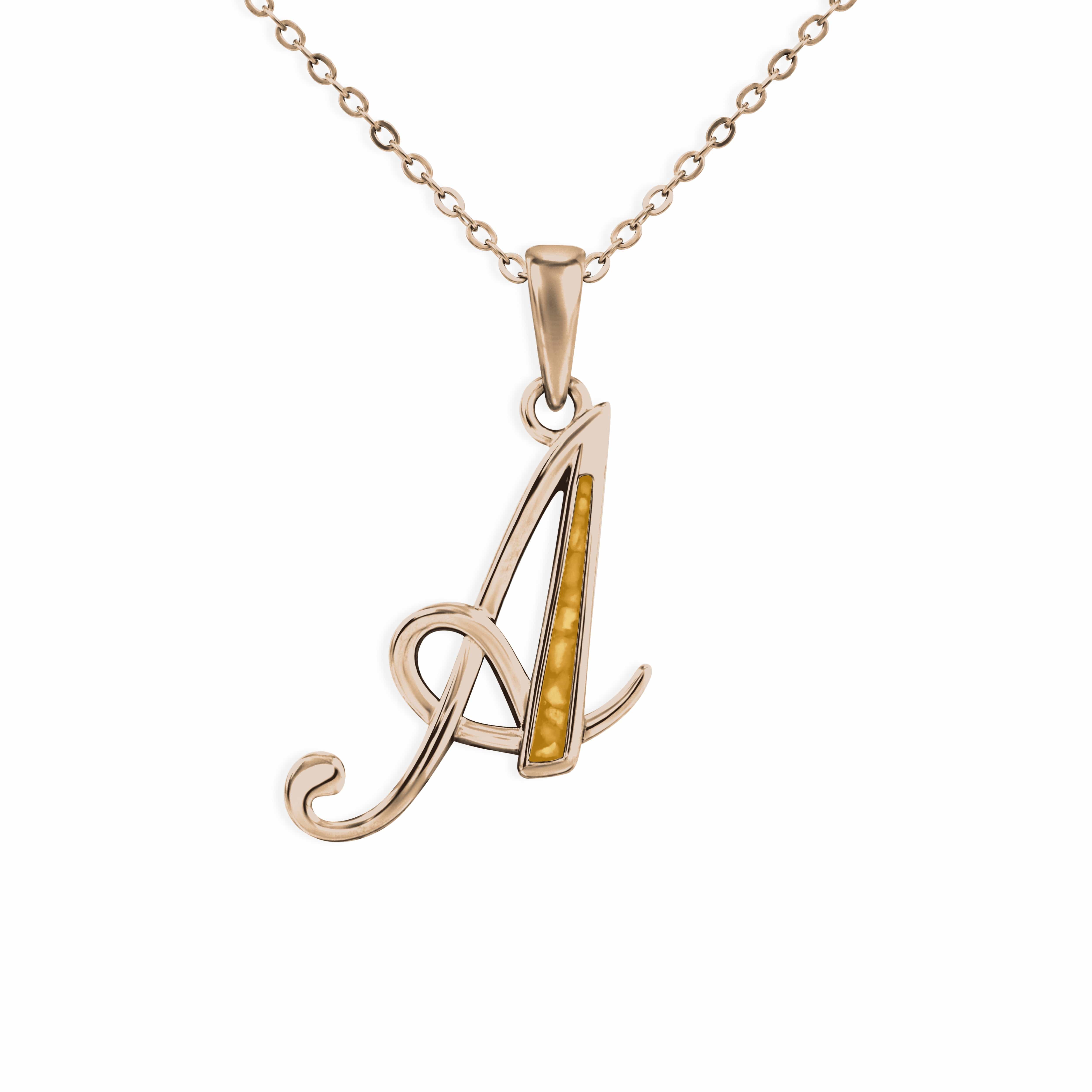 EverWith Alphabet Memorial Ashes Pendants 9k Rose Gold Orange