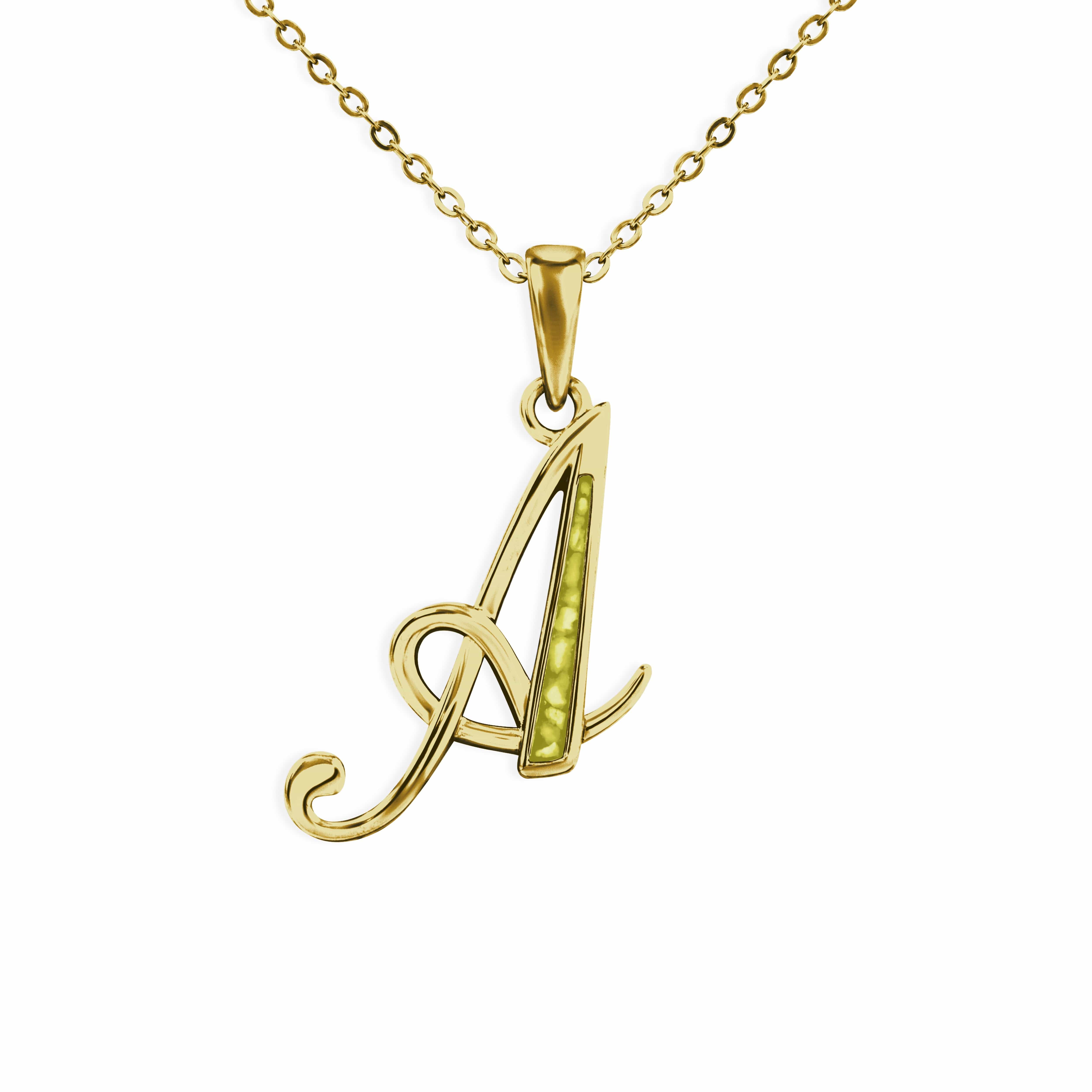 EverWith Alphabet Memorial Ashes Pendants 9k Yellow Gold Yellow