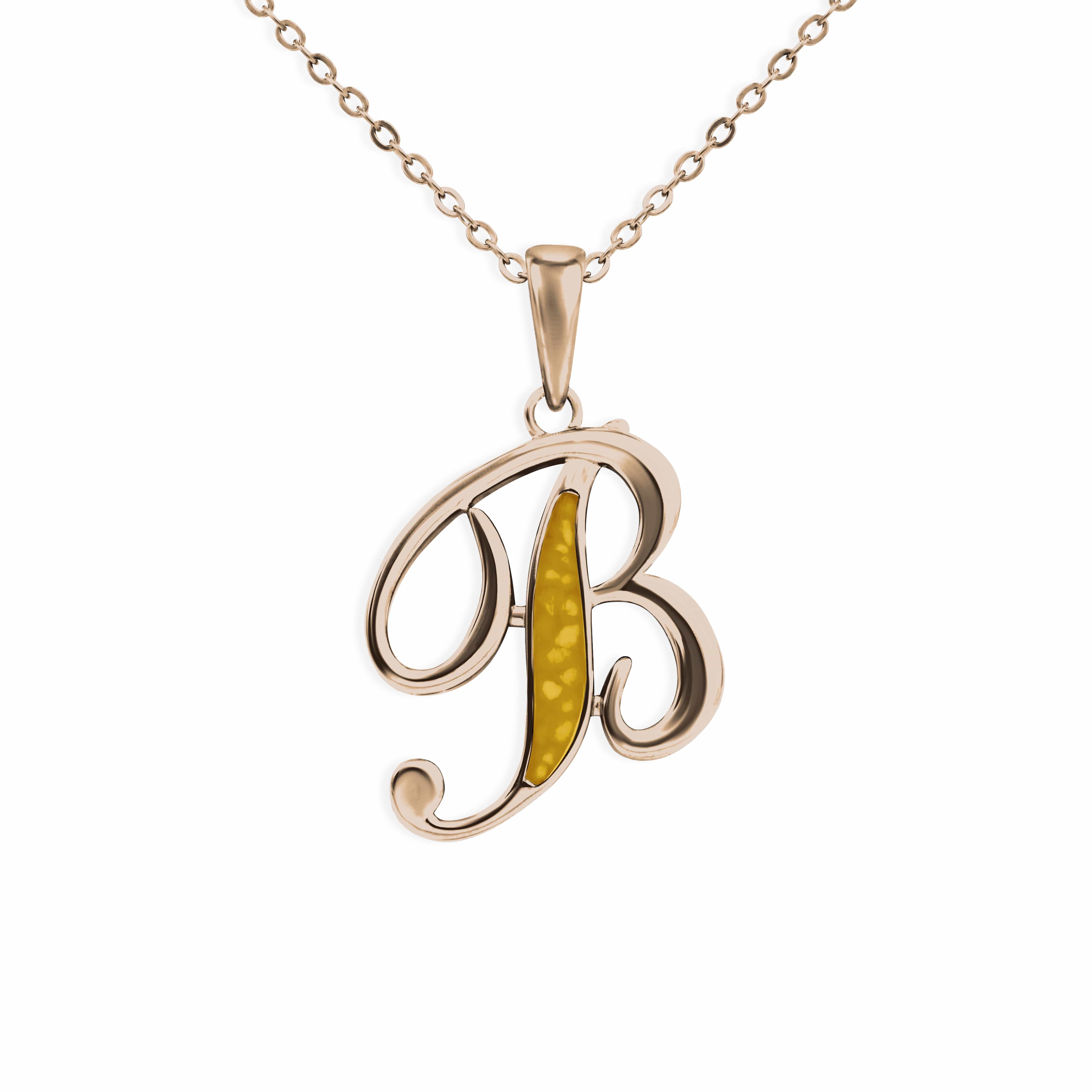 EverWith Alphabet Memorial Ashes Pendant - Letter B 9k Rose Gold Orange