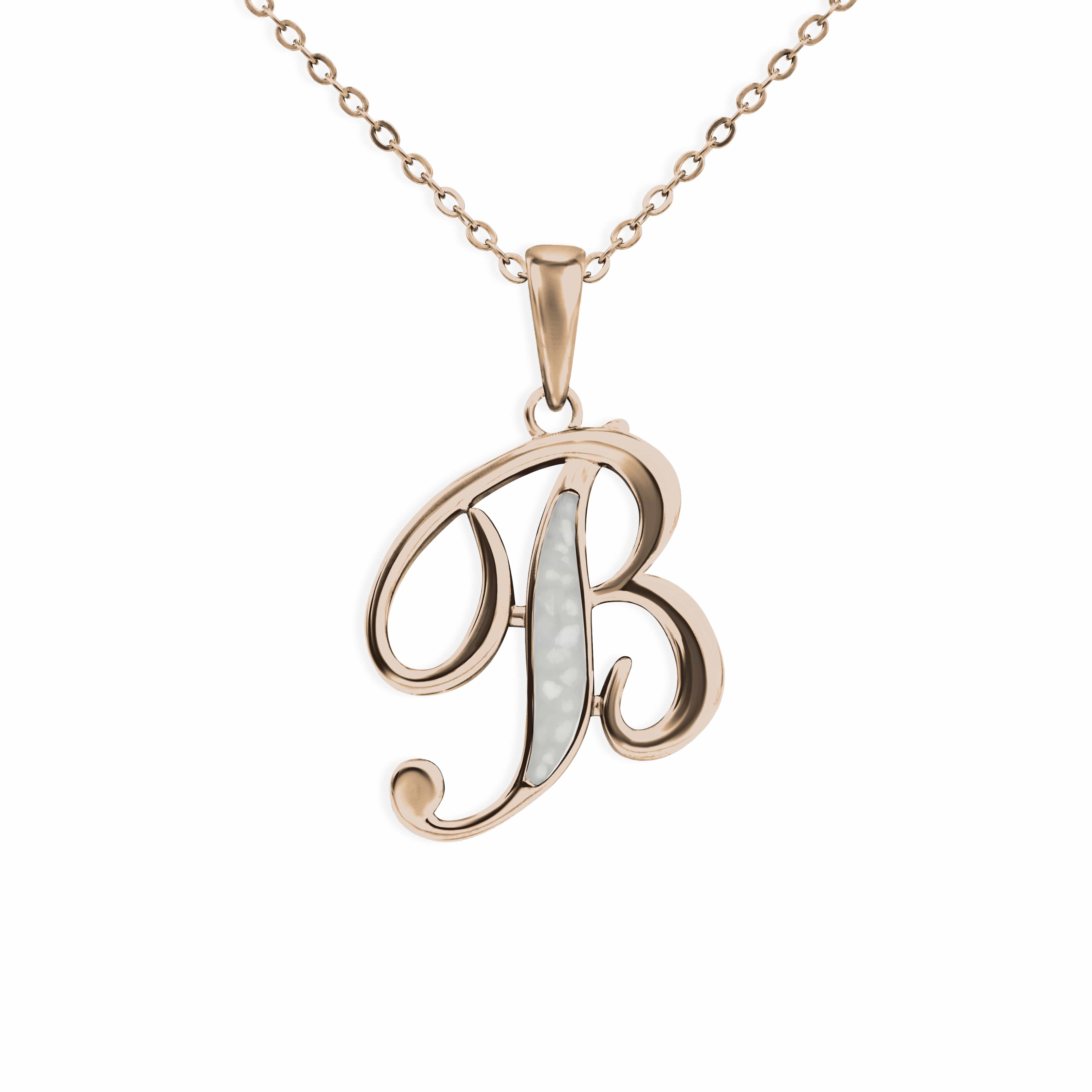EverWith Alphabet Memorial Ashes Pendant - Letter B 9k Rose Gold White