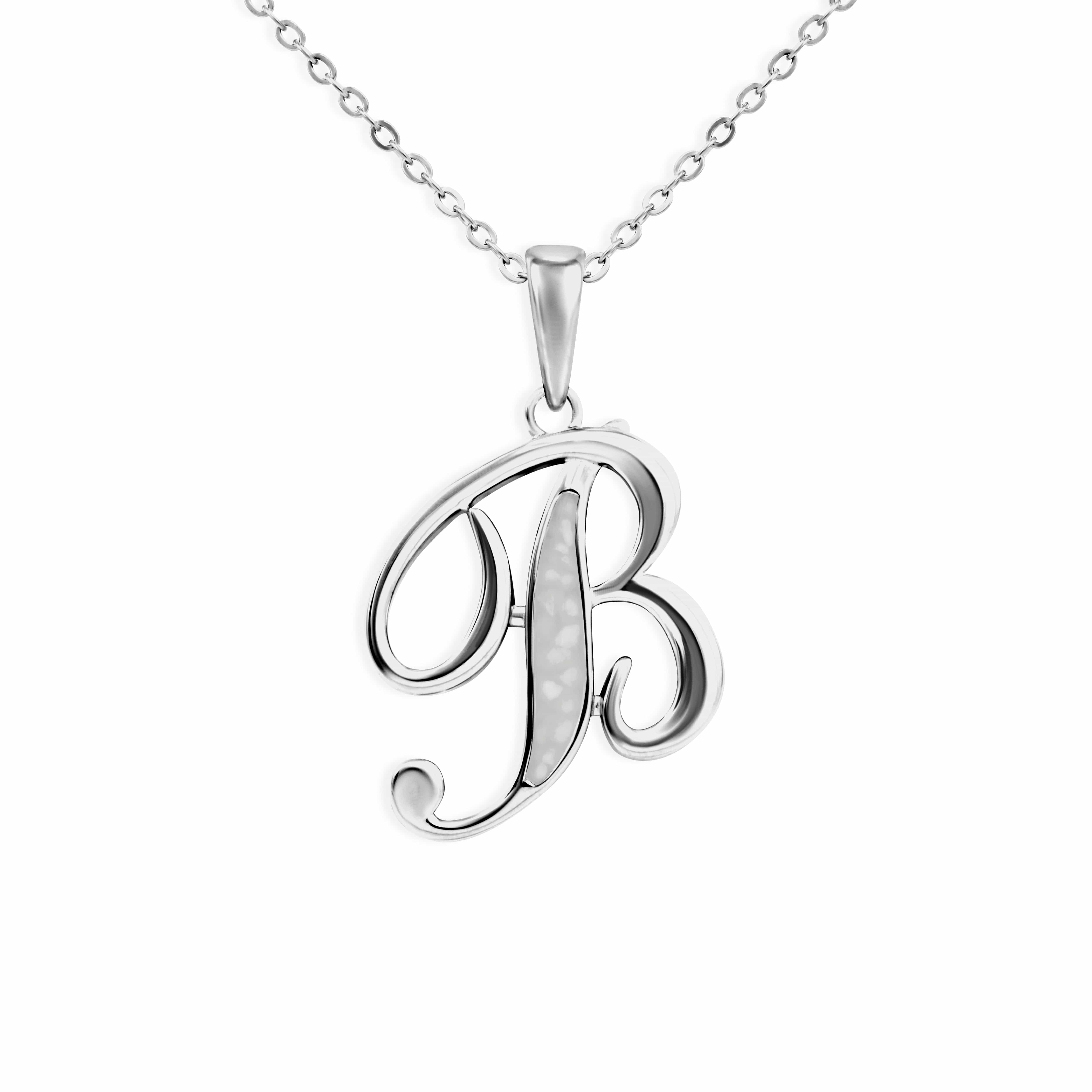 EverWith Alphabet Memorial Ashes Pendant - Letter B White
