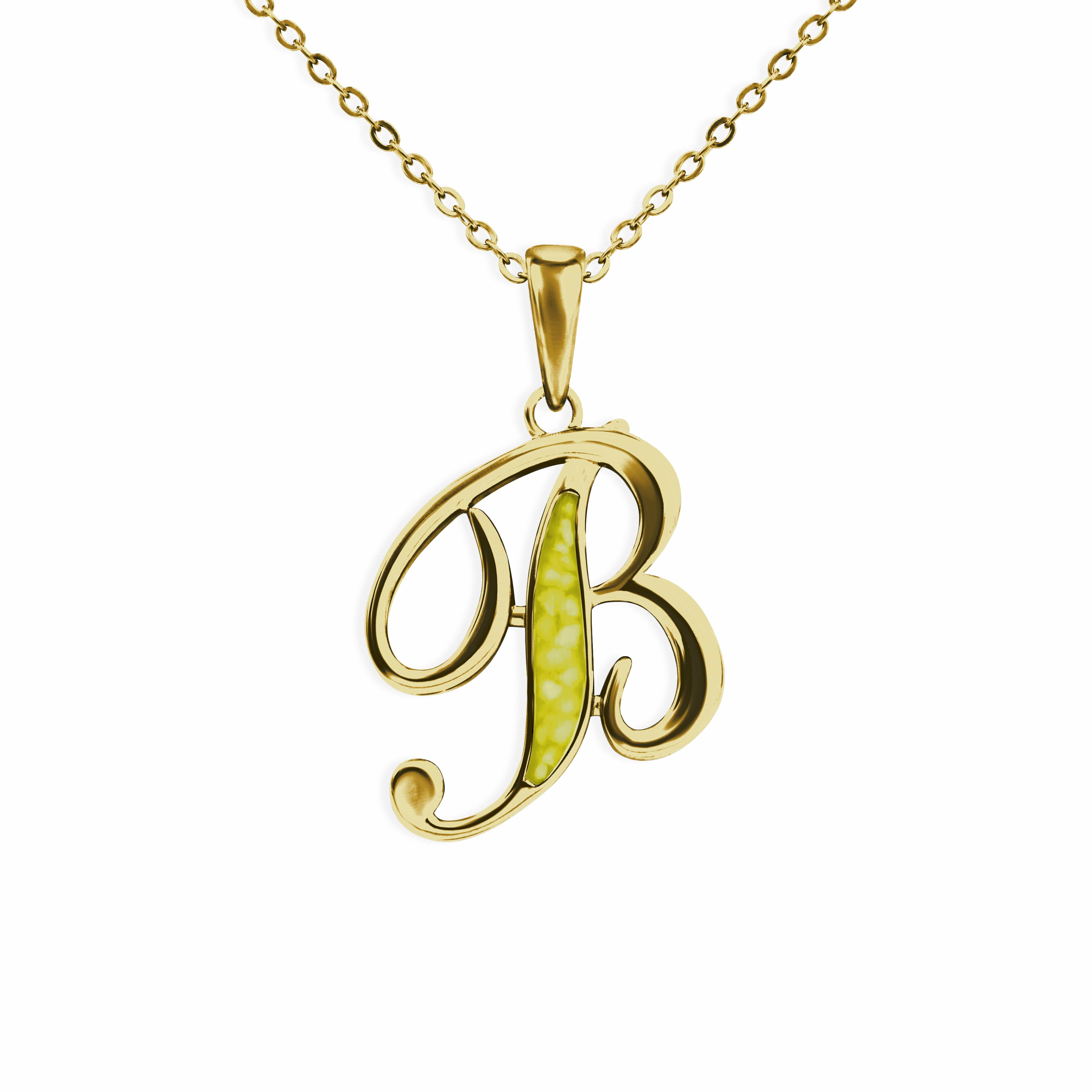 EverWith Alphabet Memorial Ashes Pendant - Letter B 9k Yellow Gold Yellow