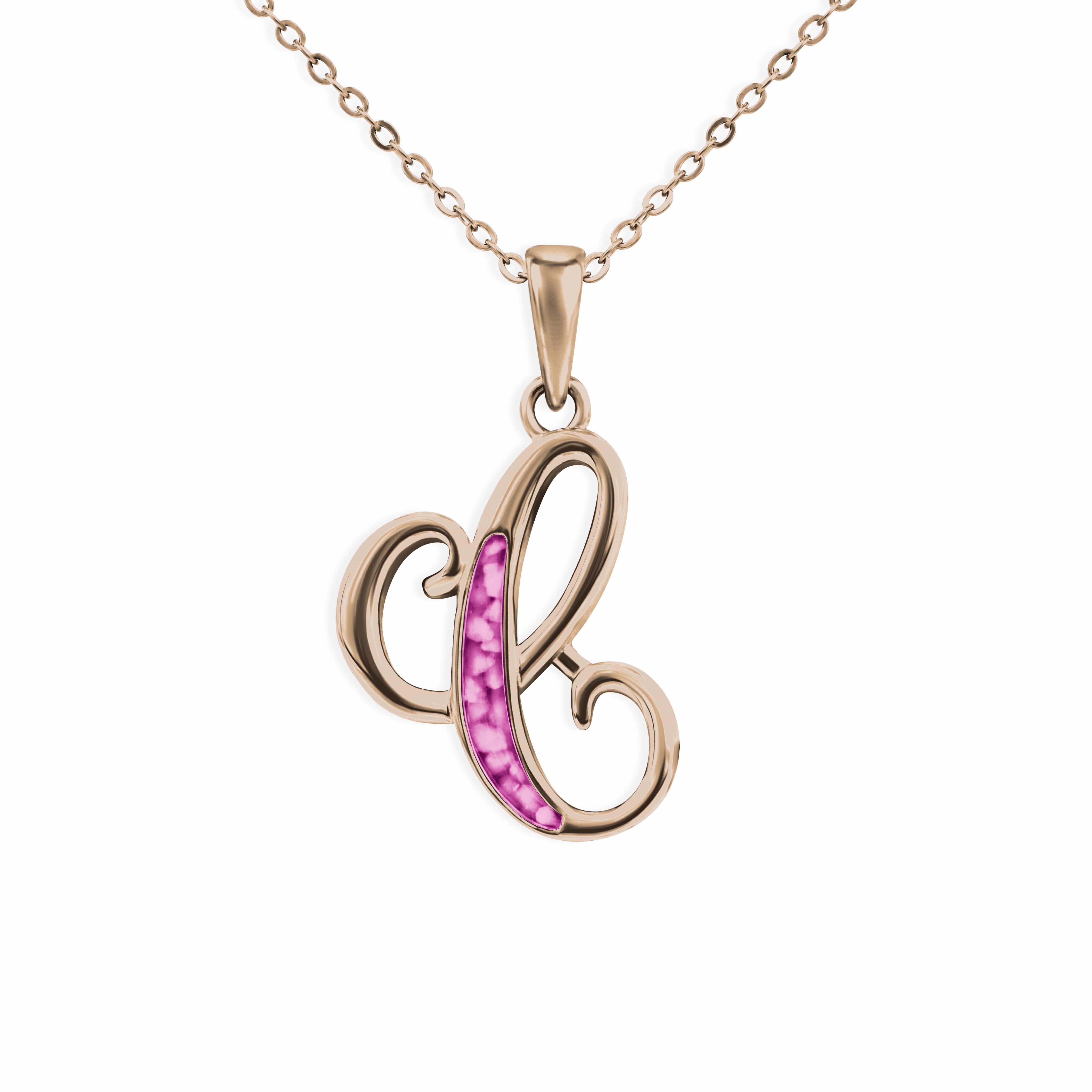 EverWith Alphabet Memorial Ashes Pendant - Letter C 9k Rose Gold Pink