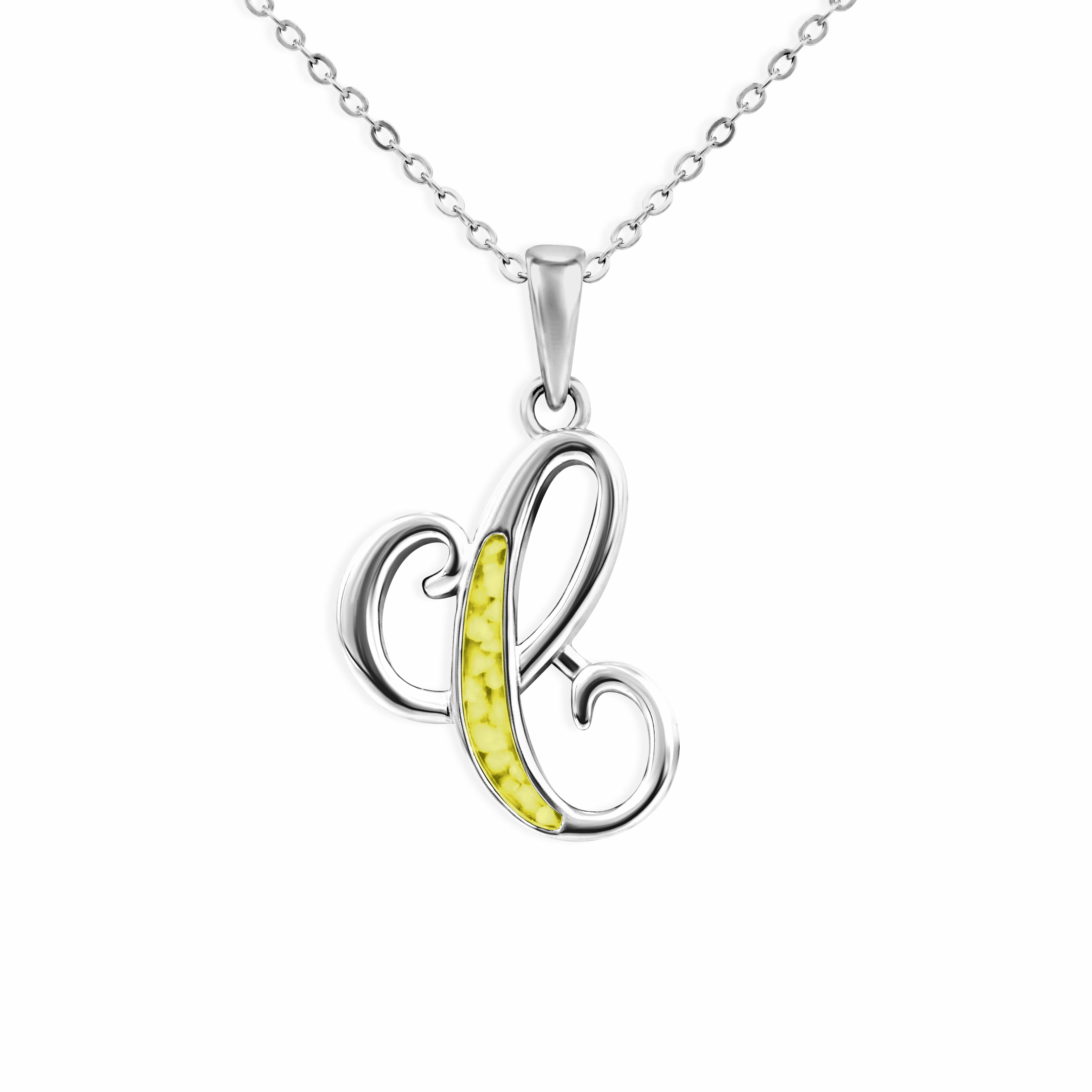EverWith Alphabet Memorial Ashes Pendant - Letter C Yellow