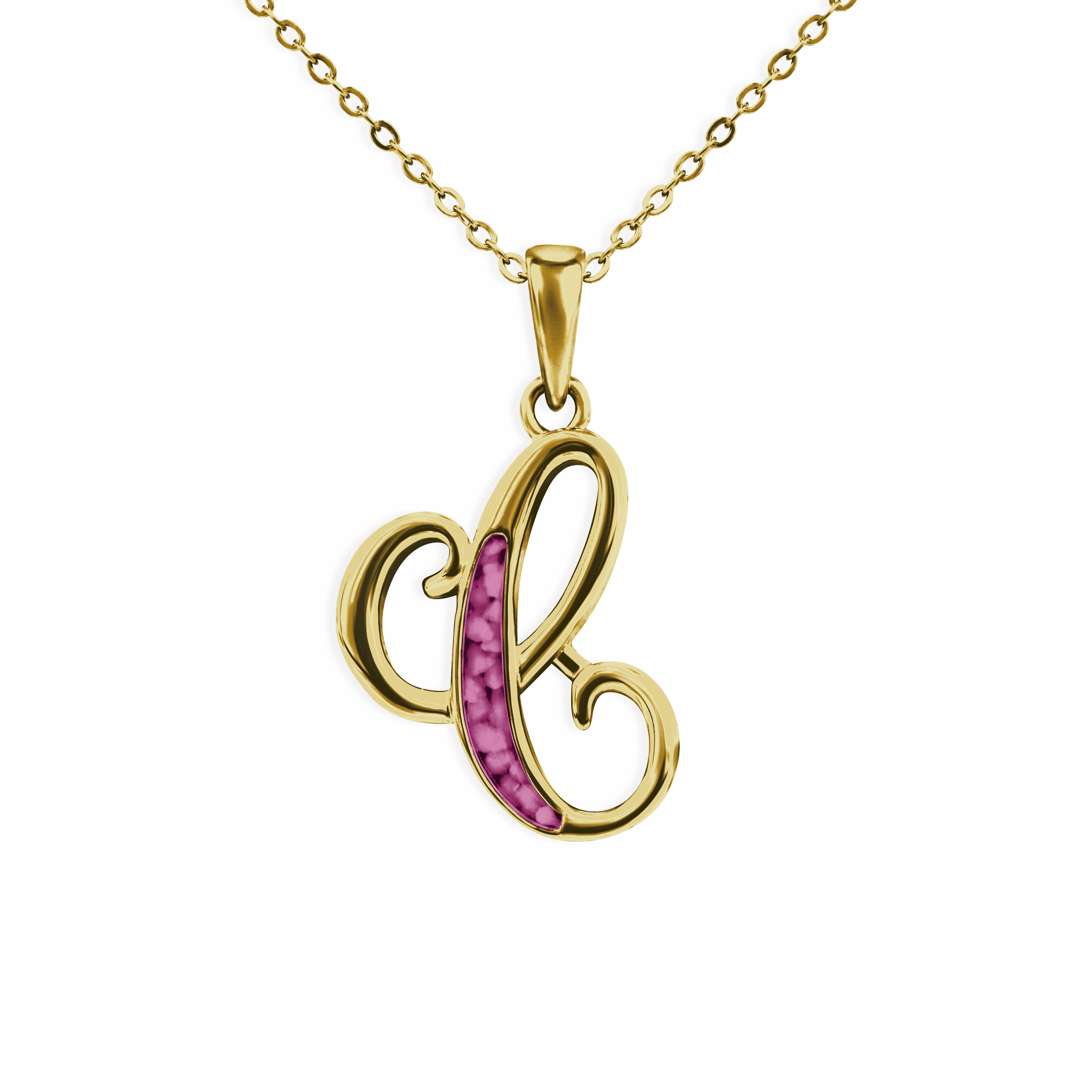 EverWith Alphabet Memorial Ashes Pendant - Letter C 9k Yellow Gold Violet