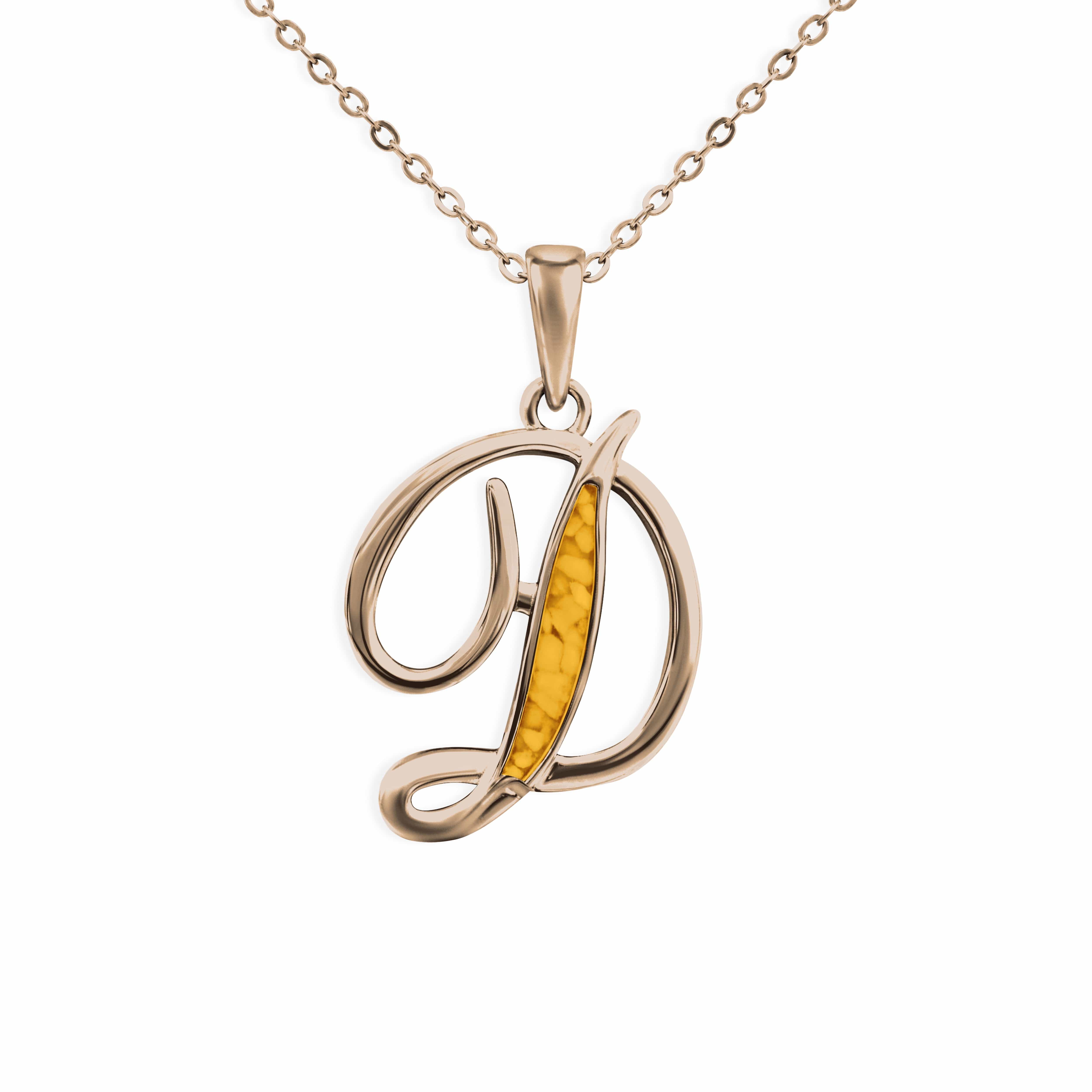 EverWith Alphabet Memorial Ashes Pendant - Letter D 9k Rose Gold Orange