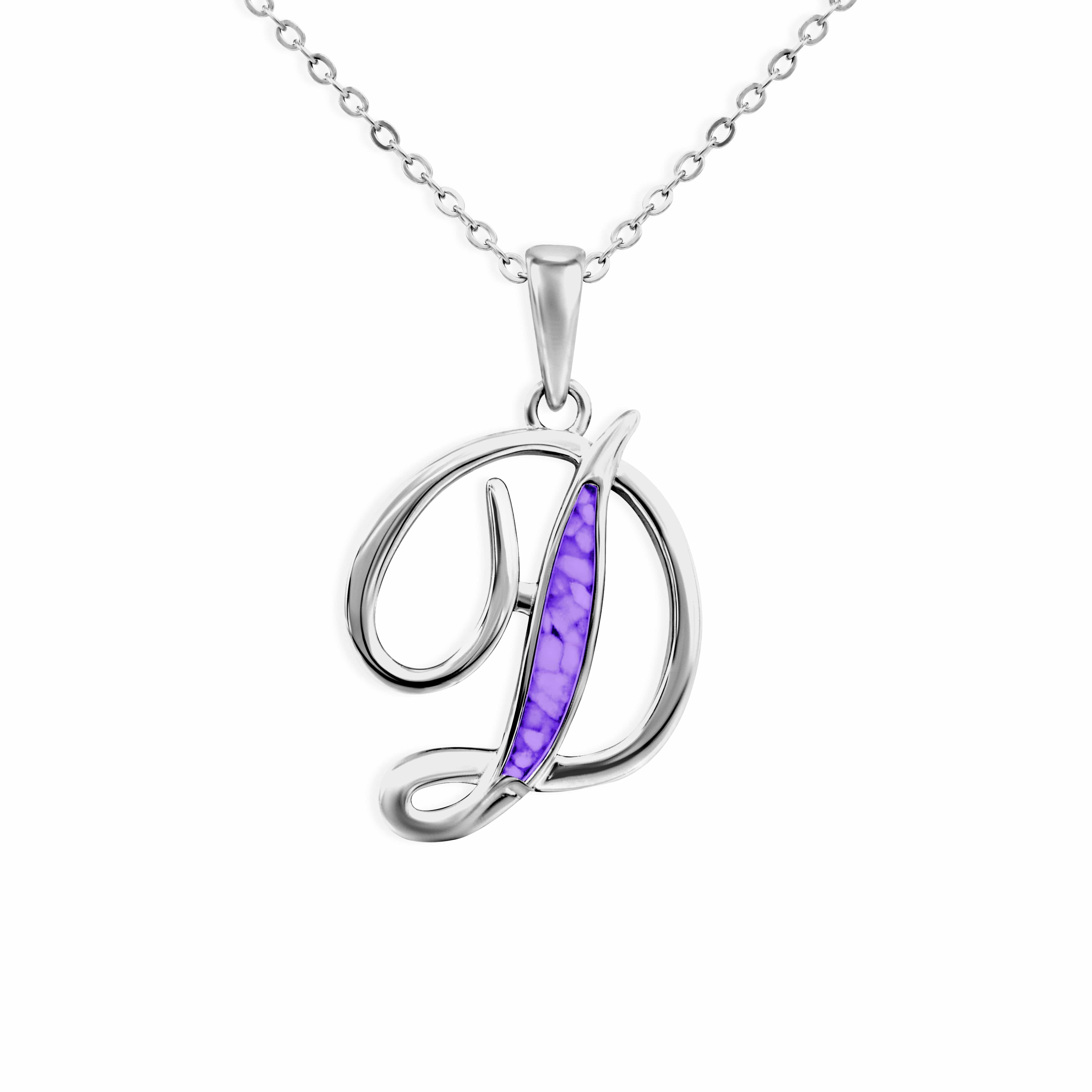 EverWith Alphabet Memorial Ashes Pendant - Letter D Purple