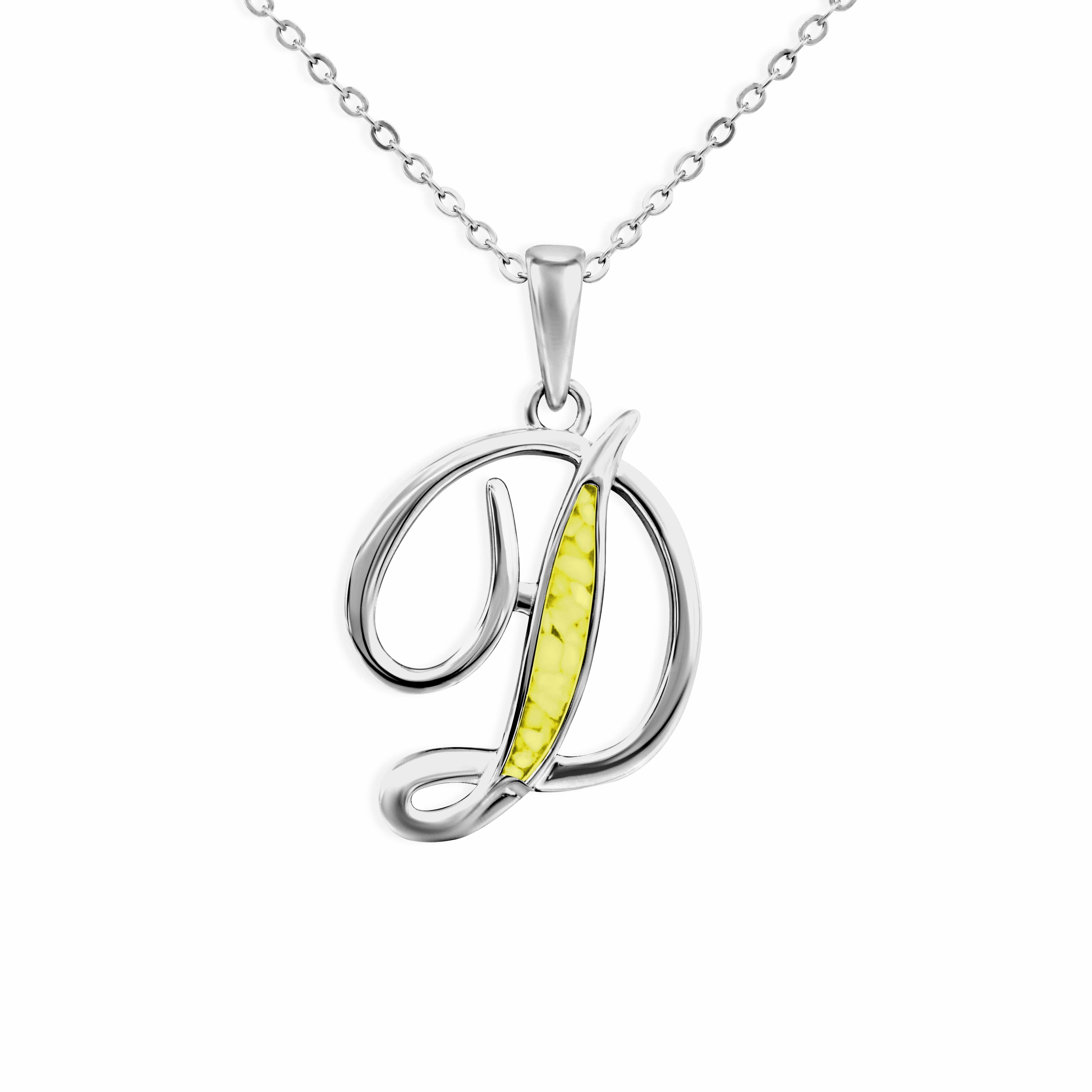 EverWith Alphabet Memorial Ashes Pendant - Letter D Yellow