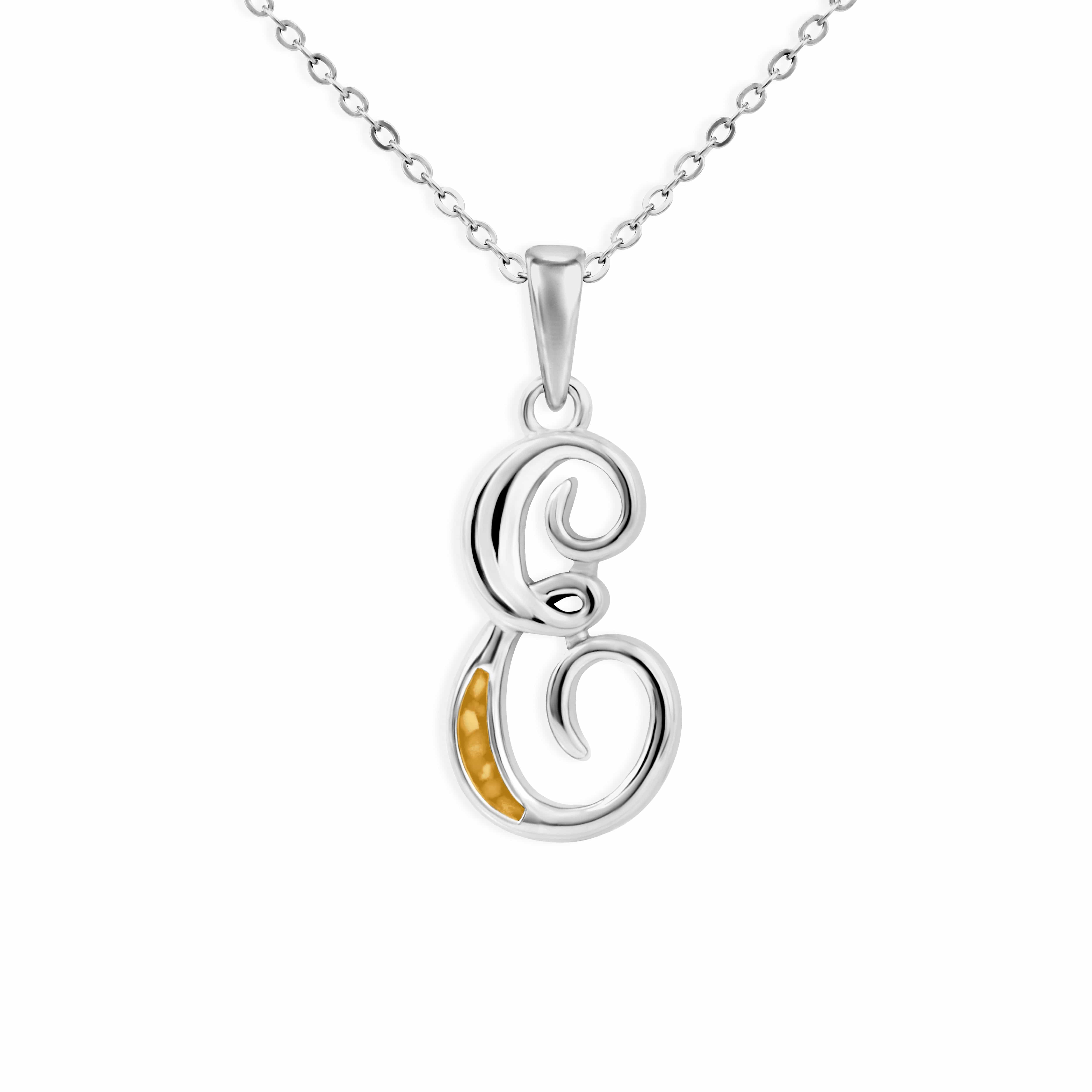 EverWith Alphabet Memorial Ashes Pendant - Letter E Orange