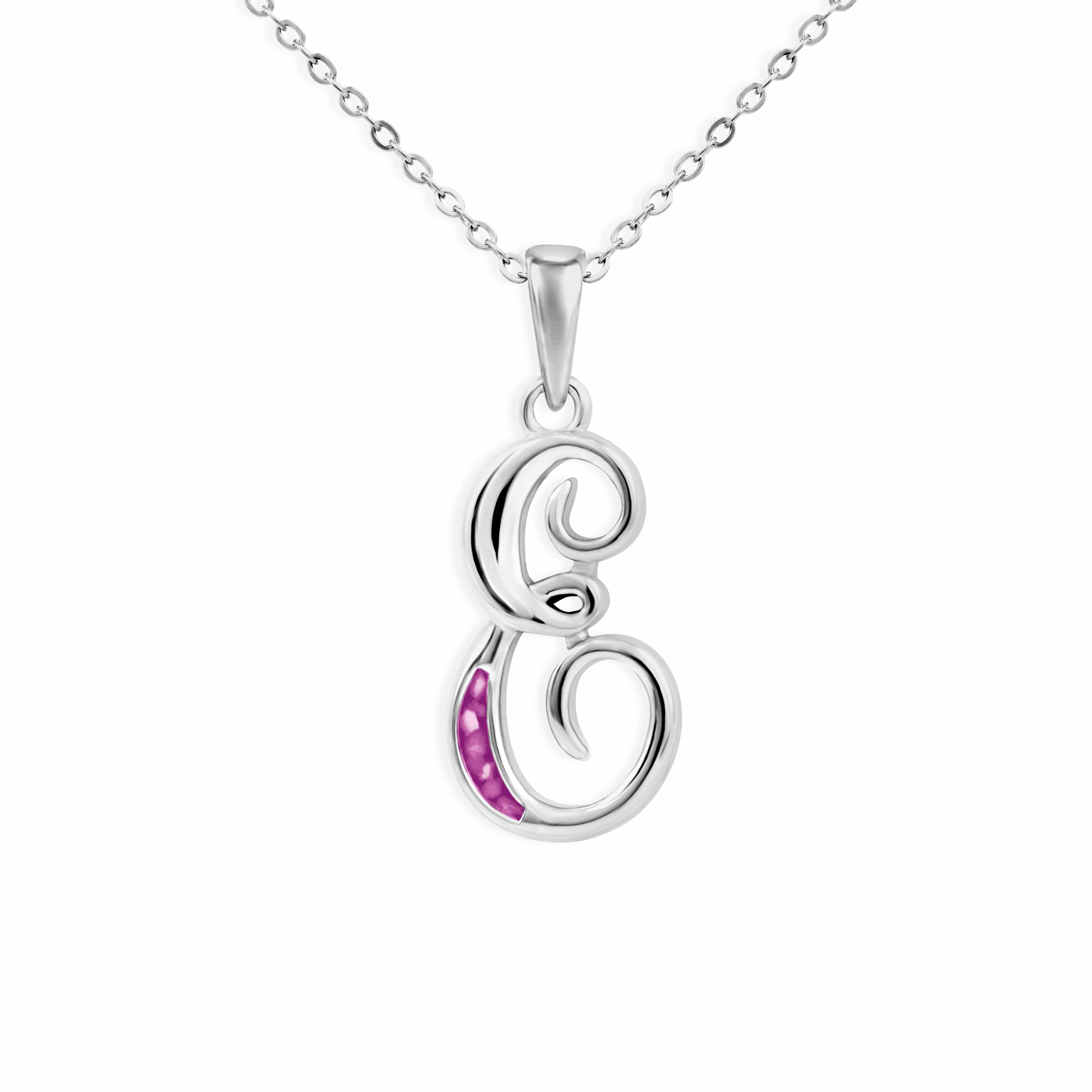 EverWith Alphabet Memorial Ashes Pendant - Letter E Pink