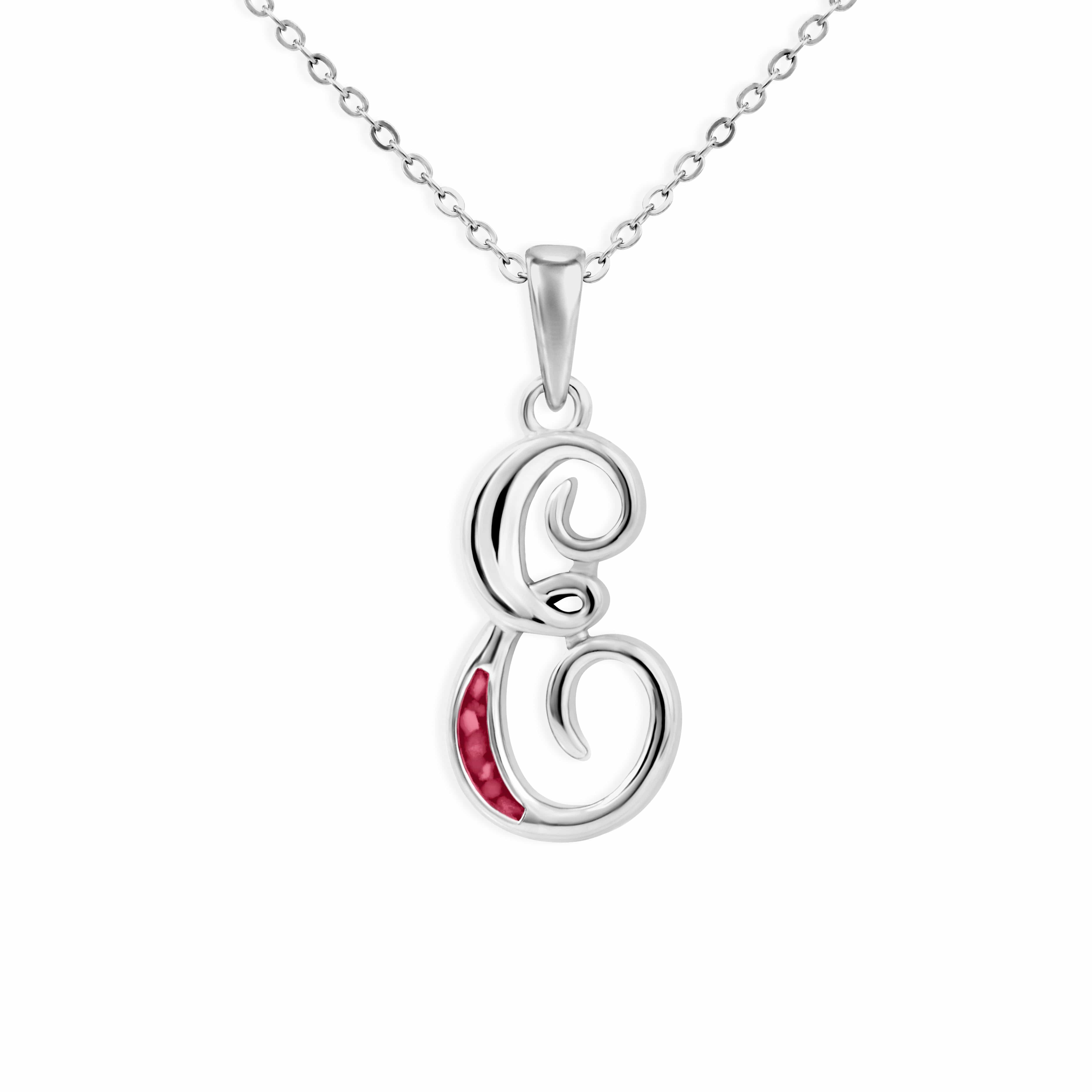 EverWith Alphabet Memorial Ashes Pendant - Letter E Red
