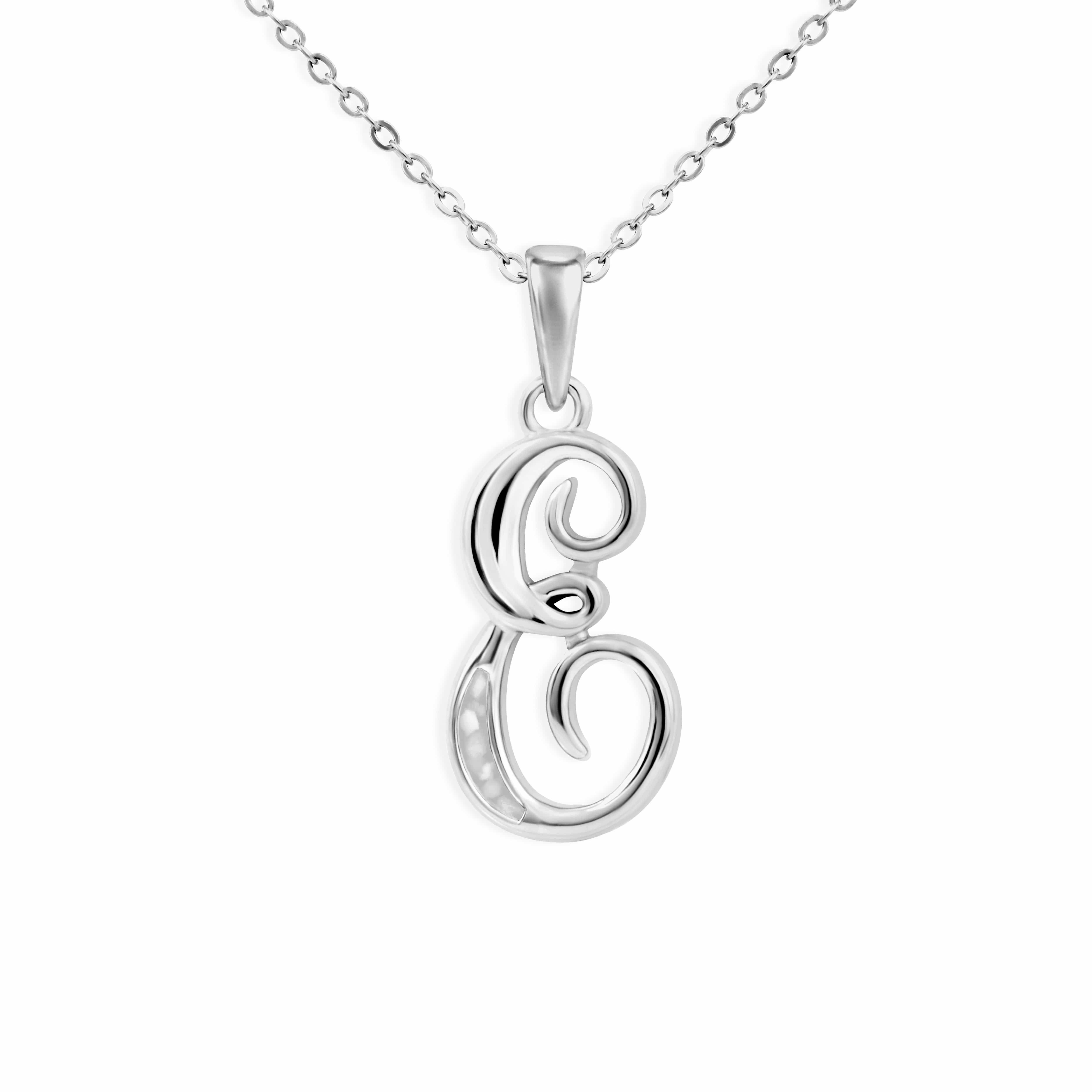 EverWith Alphabet Memorial Ashes Pendant - Letter E White