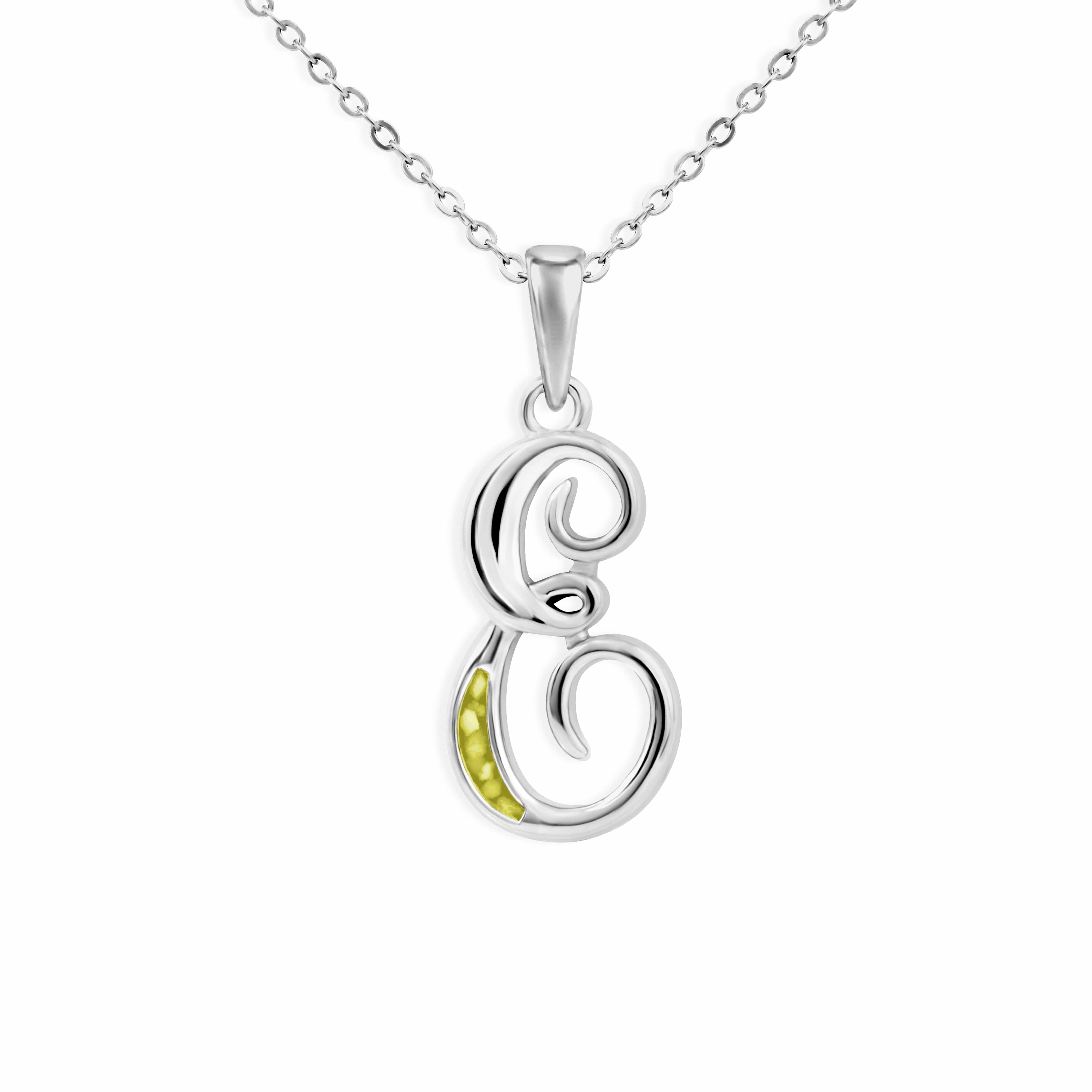 EverWith Alphabet Memorial Ashes Pendant - Letter E Yellow