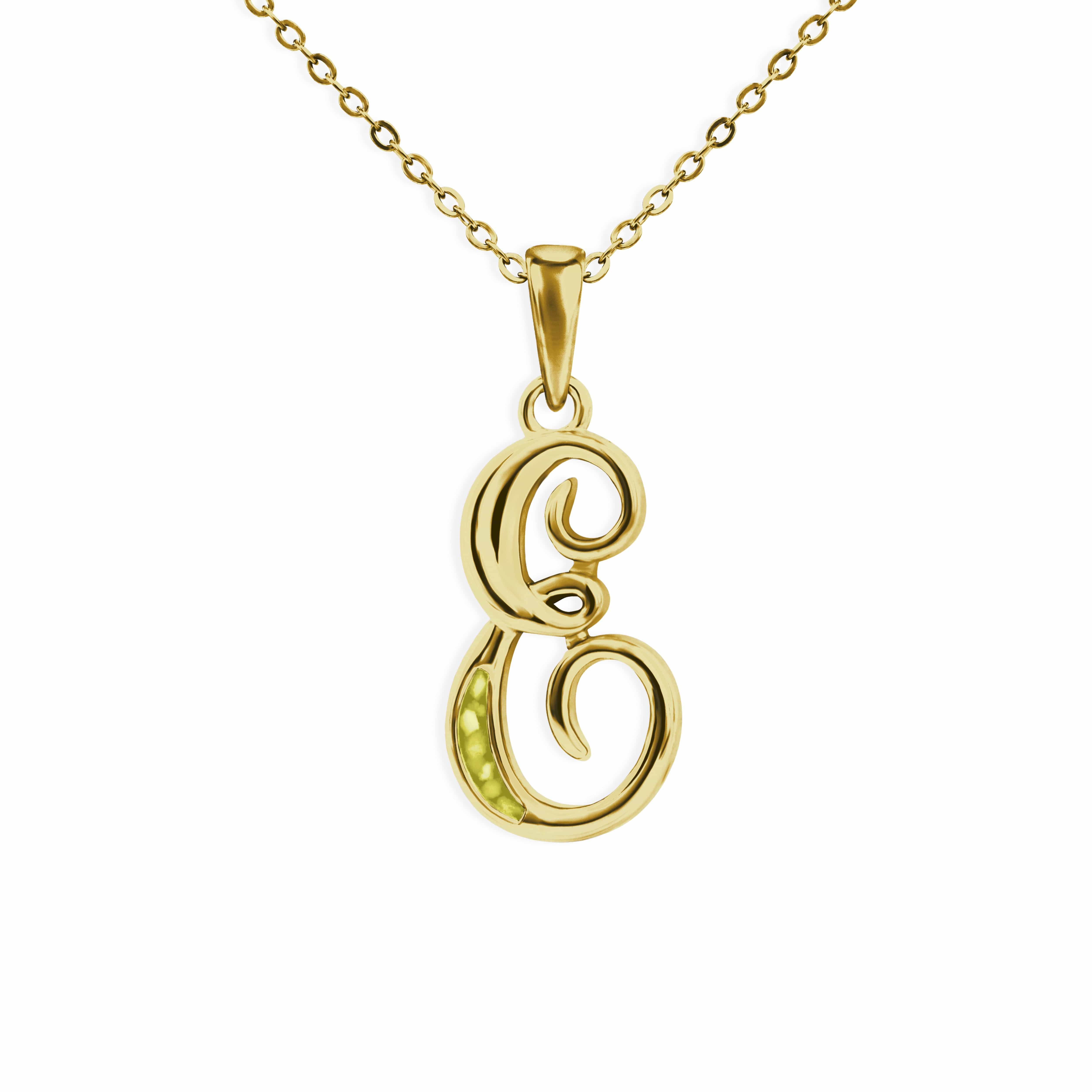 EverWith Alphabet Memorial Ashes Pendant - Letter E 9k Yellow Gold Yellow