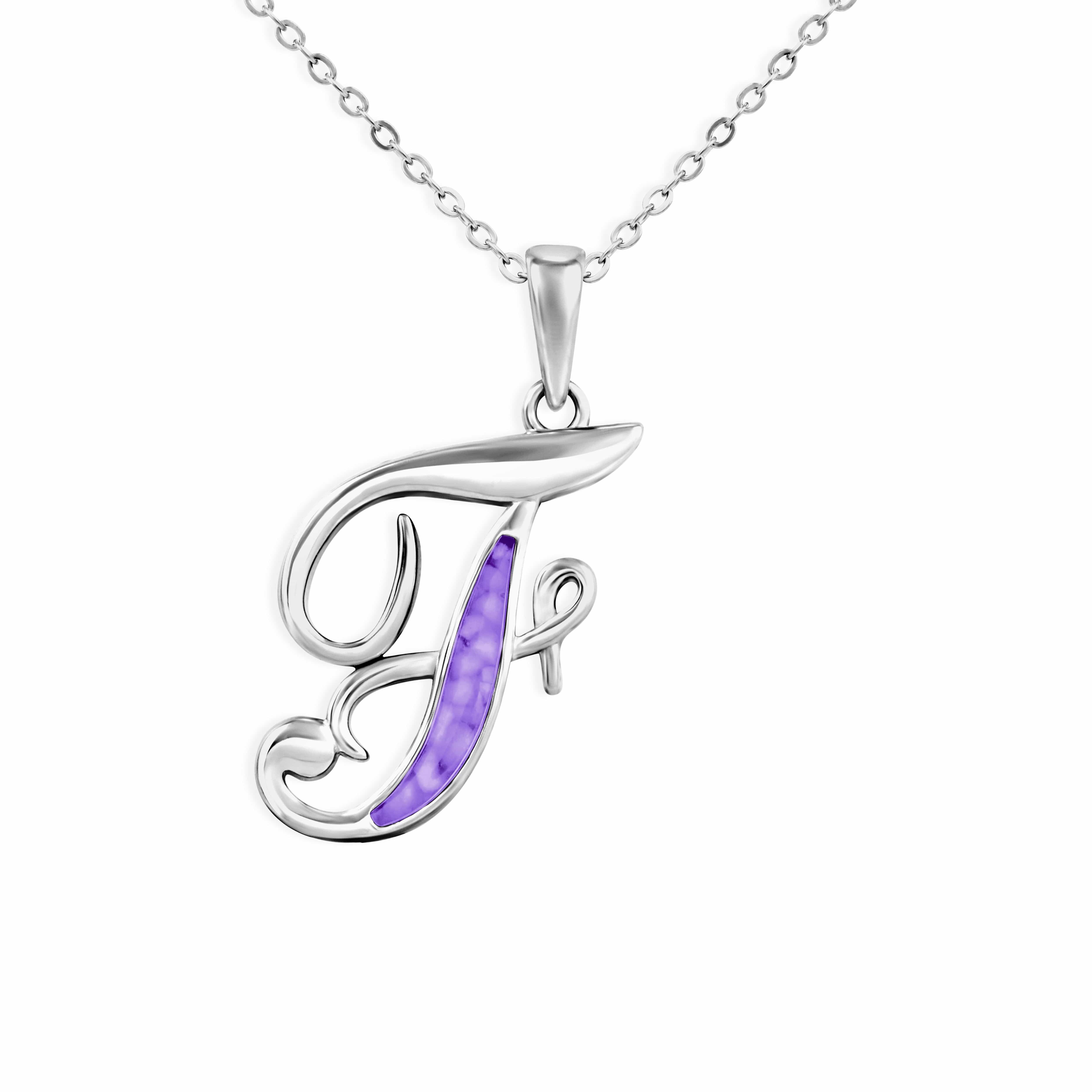 EverWith Alphabet Memorial Ashes Pendant - Letter F Purple