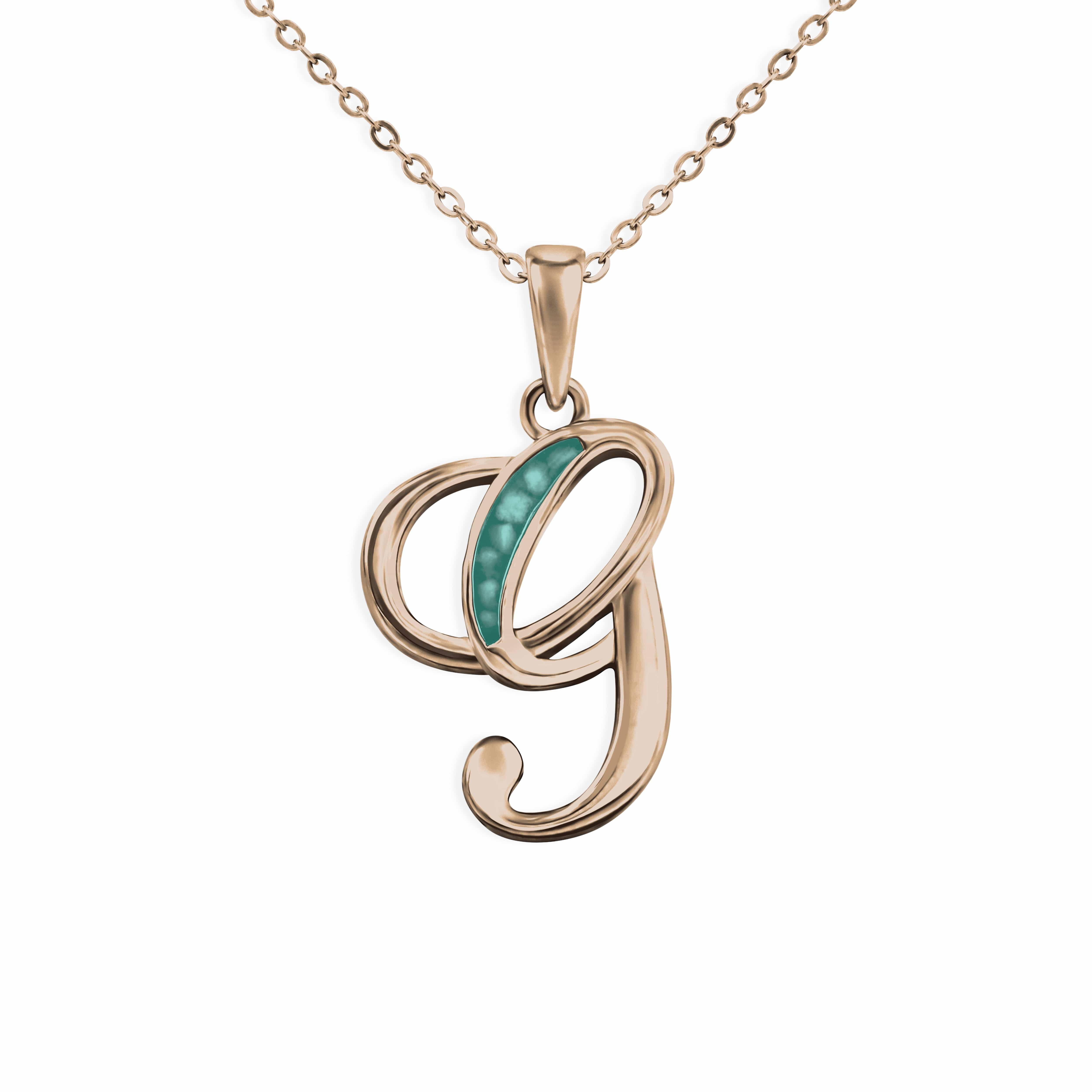 EverWith Alphabet Memorial Ashes Pendant - Letter G 9k Rose Gold Aqua