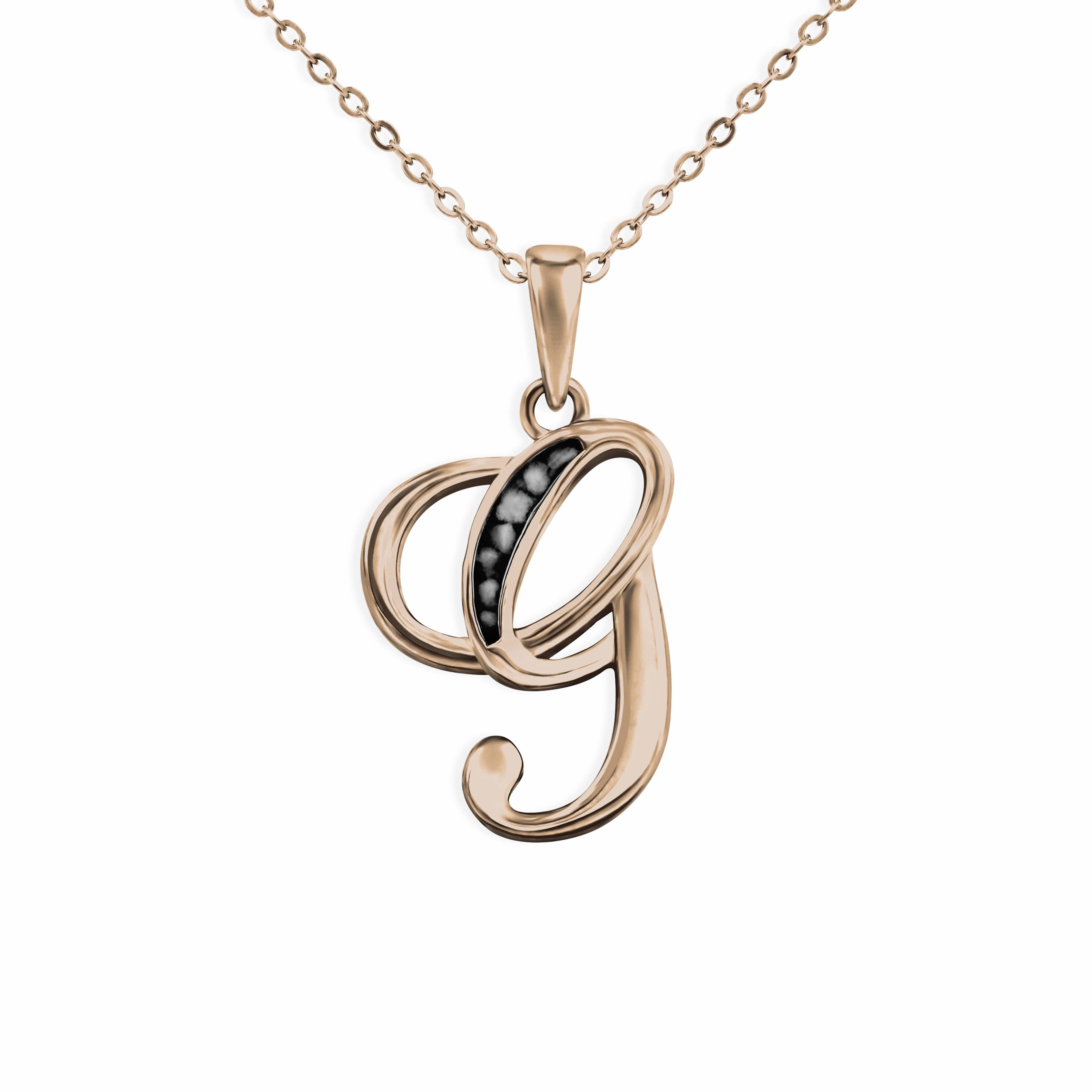 EverWith Alphabet Memorial Ashes Pendant - Letter G 9k Rose Gold Black