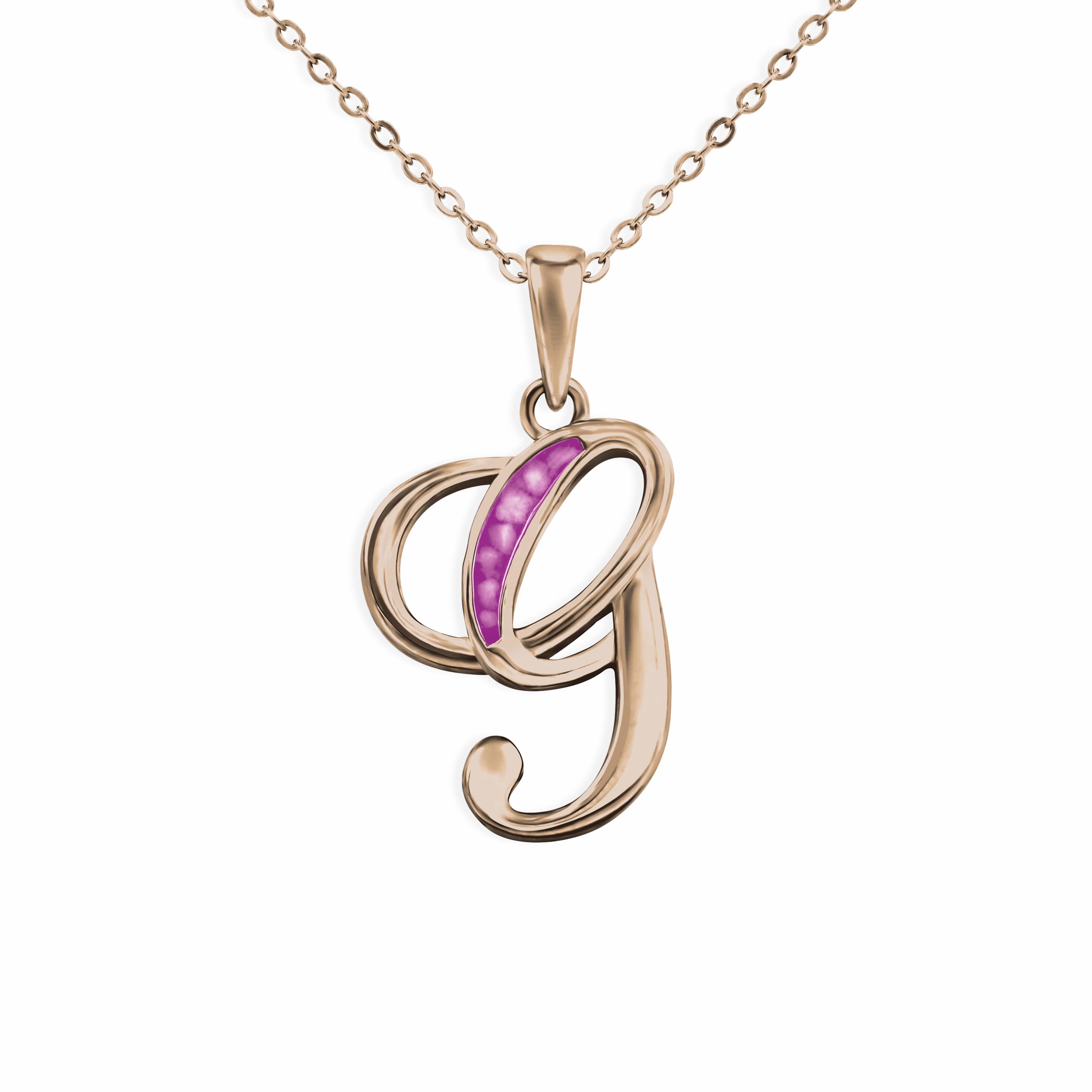EverWith Alphabet Memorial Ashes Pendant - Letter G 9k Rose Gold Pink