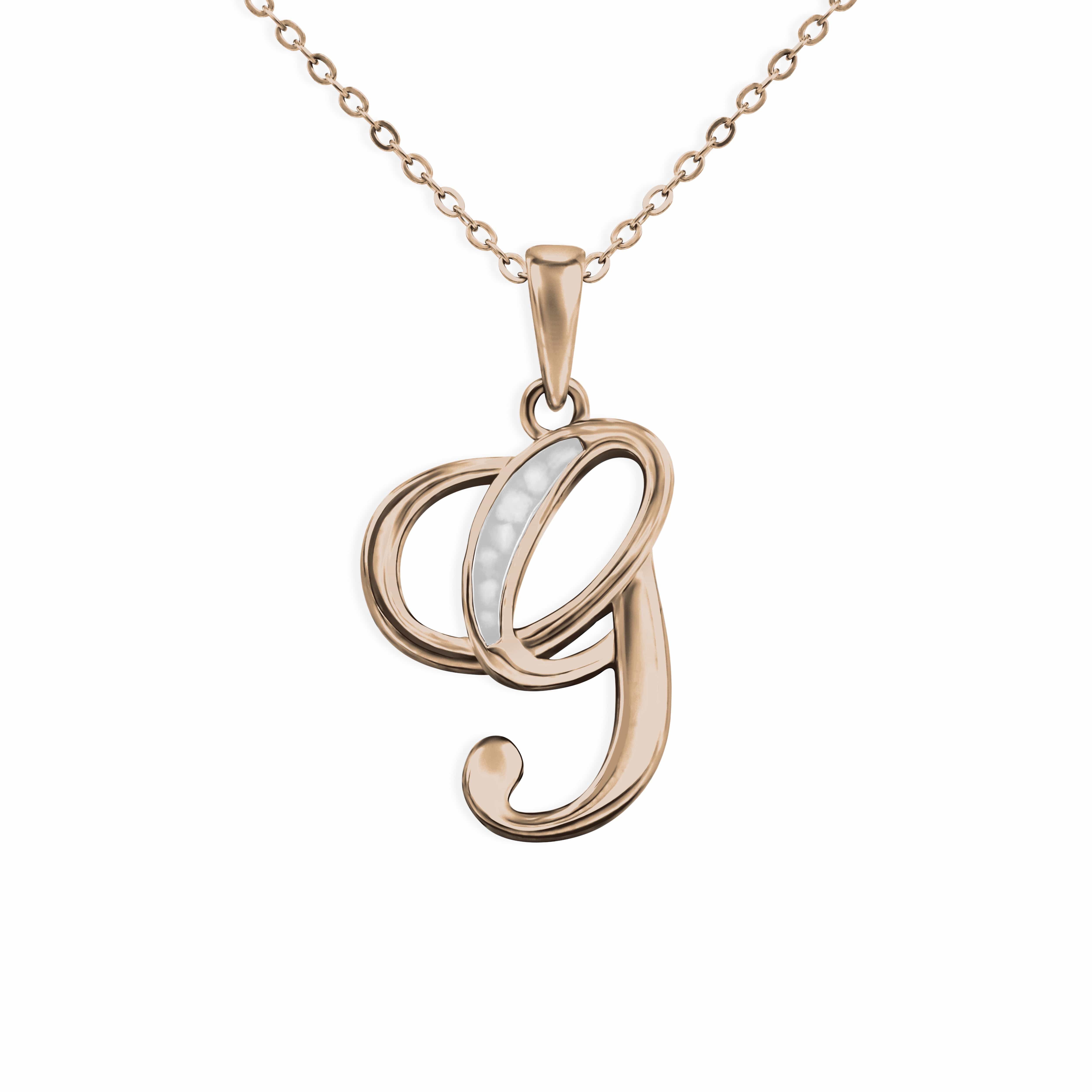 EverWith Alphabet Memorial Ashes Pendant - Letter G 9k Rose Gold White