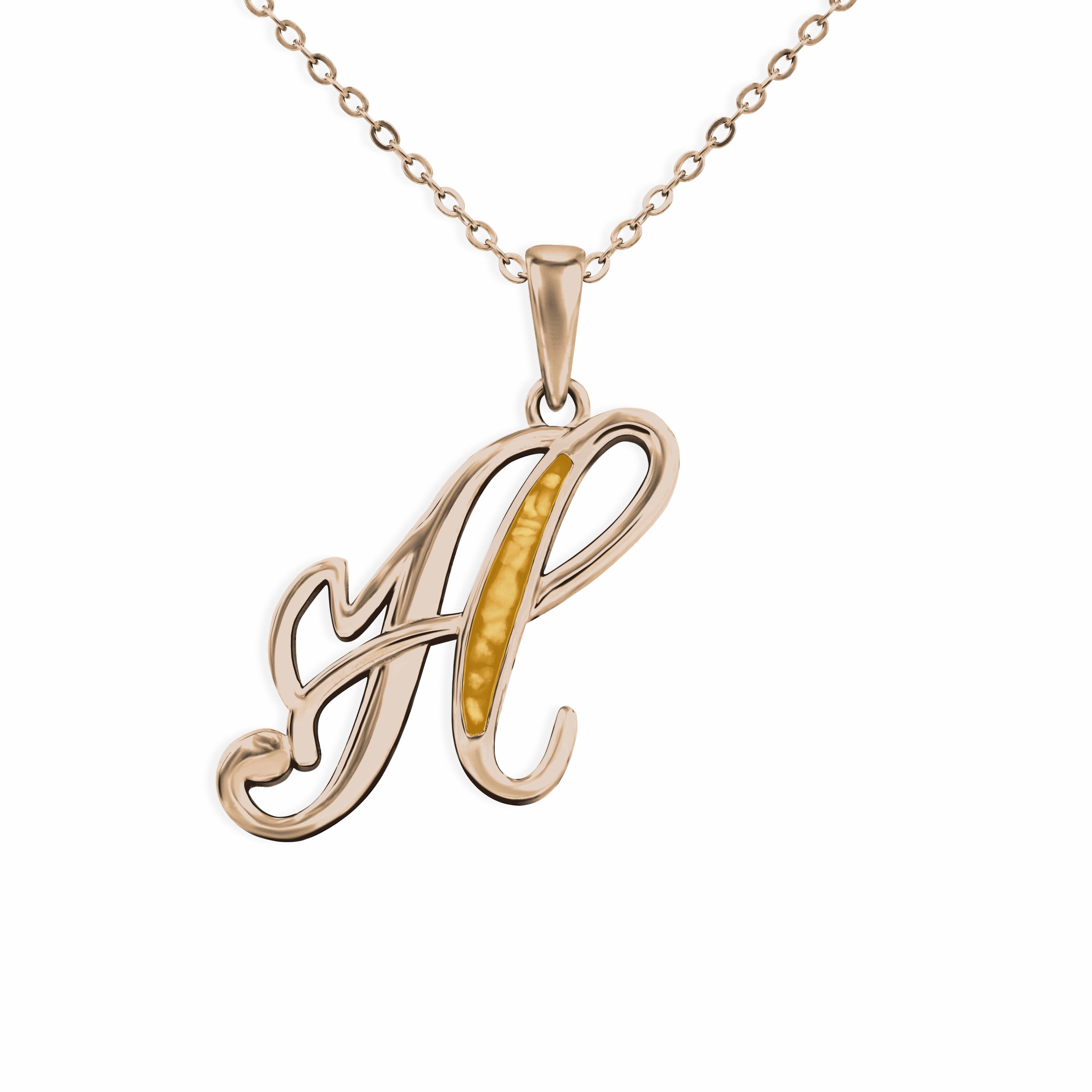 EverWith Alphabet Memorial Ashes Pendant - Letter H 9k Rose Gold Orange