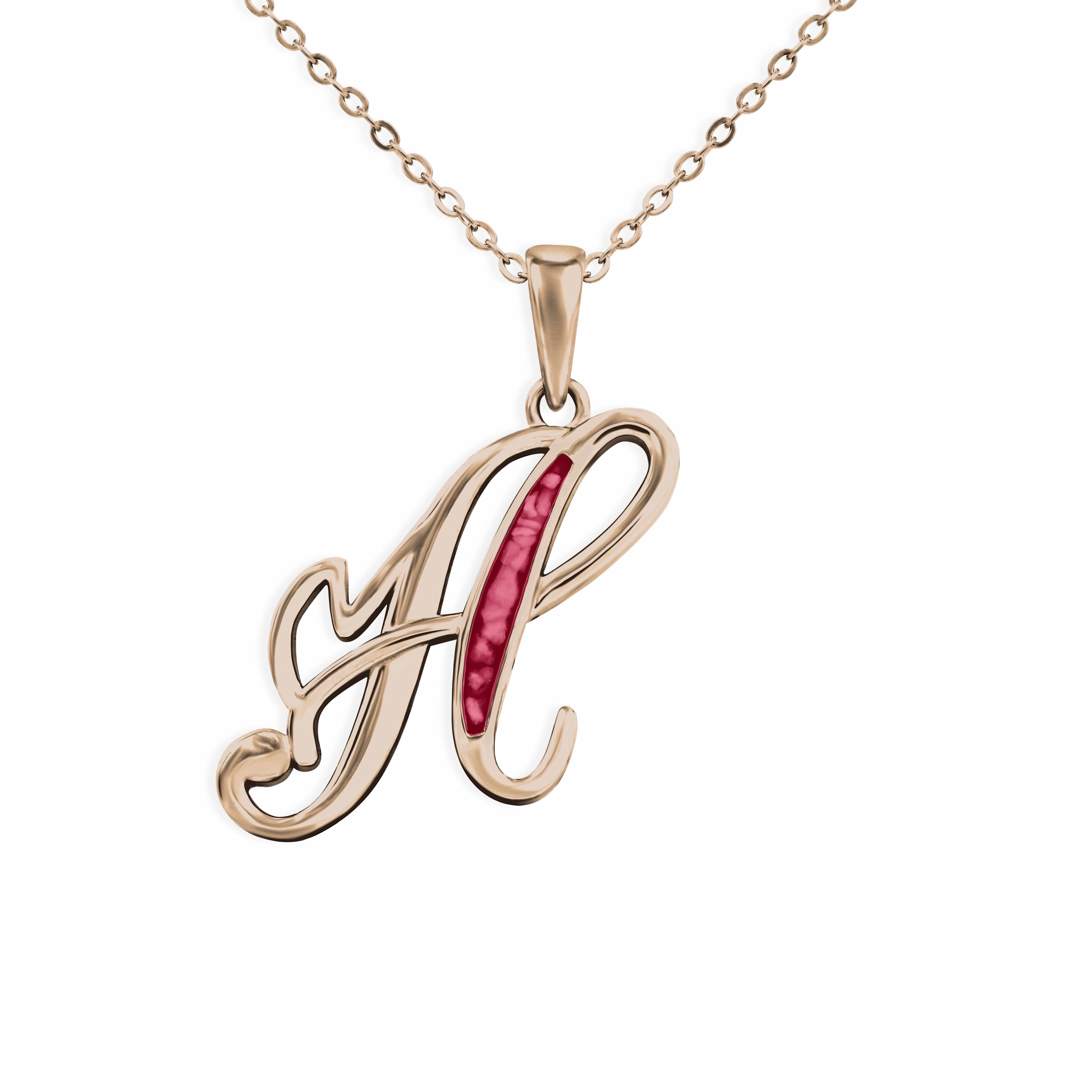 EverWith Alphabet Memorial Ashes Pendant - Letter H 9k Rose Gold Red