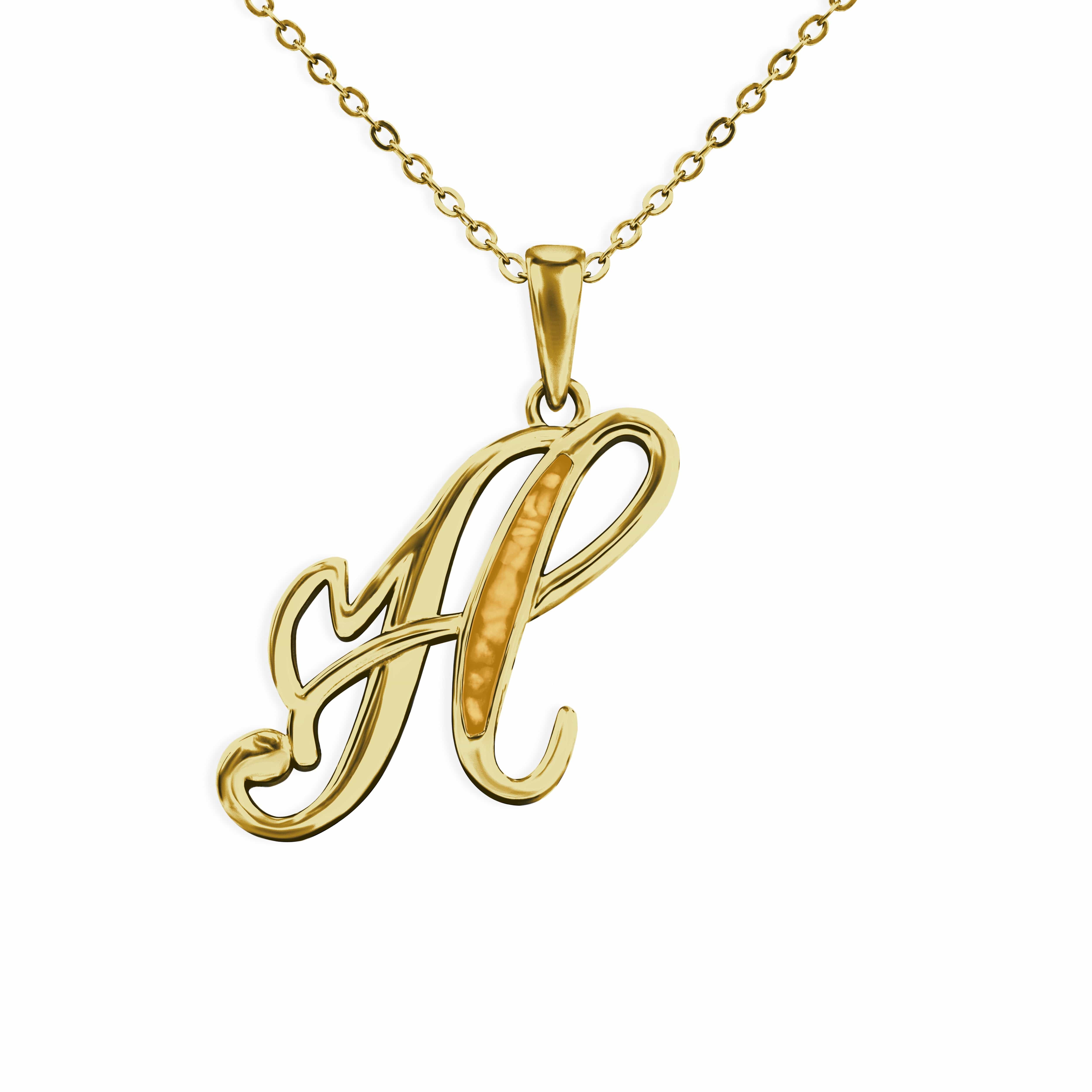 EverWith Alphabet Memorial Ashes Pendant - Letter H 9k Yellow Gold Orange