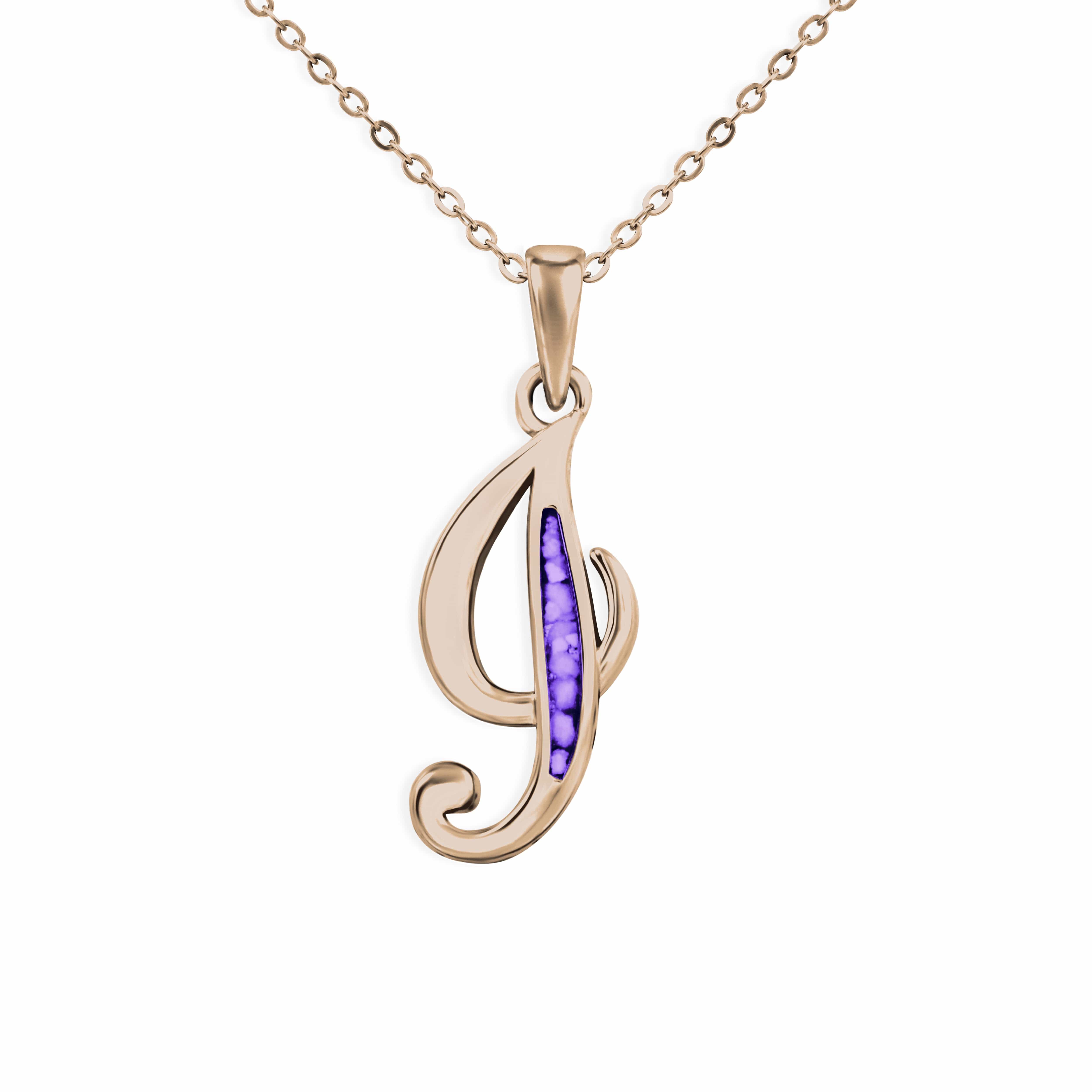 EverWith Alphabet Memorial Ashes Pendant - Letter I 9k Rose Gold Purple