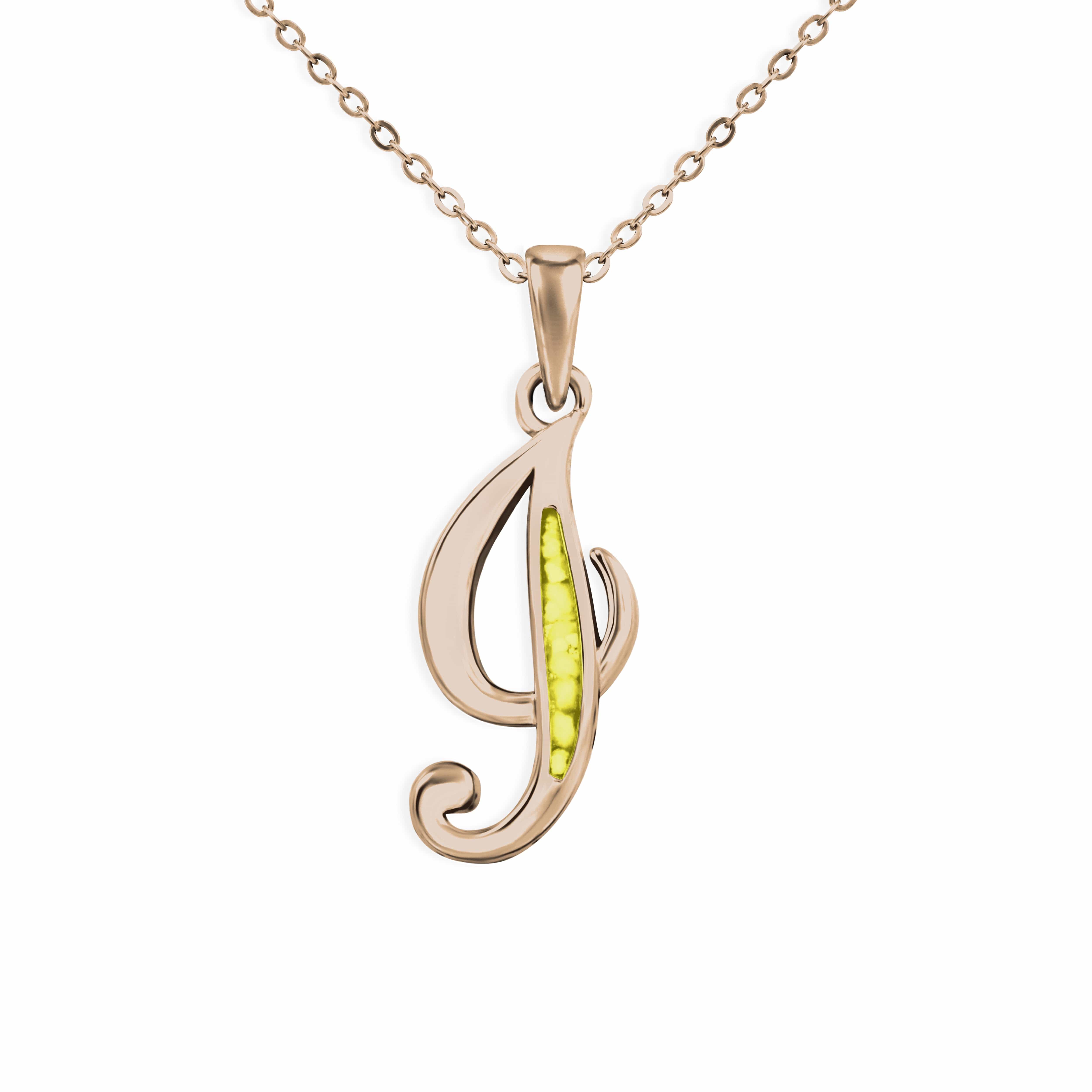 EverWith Alphabet Memorial Ashes Pendant - Letter I 9k Rose Gold Yellow