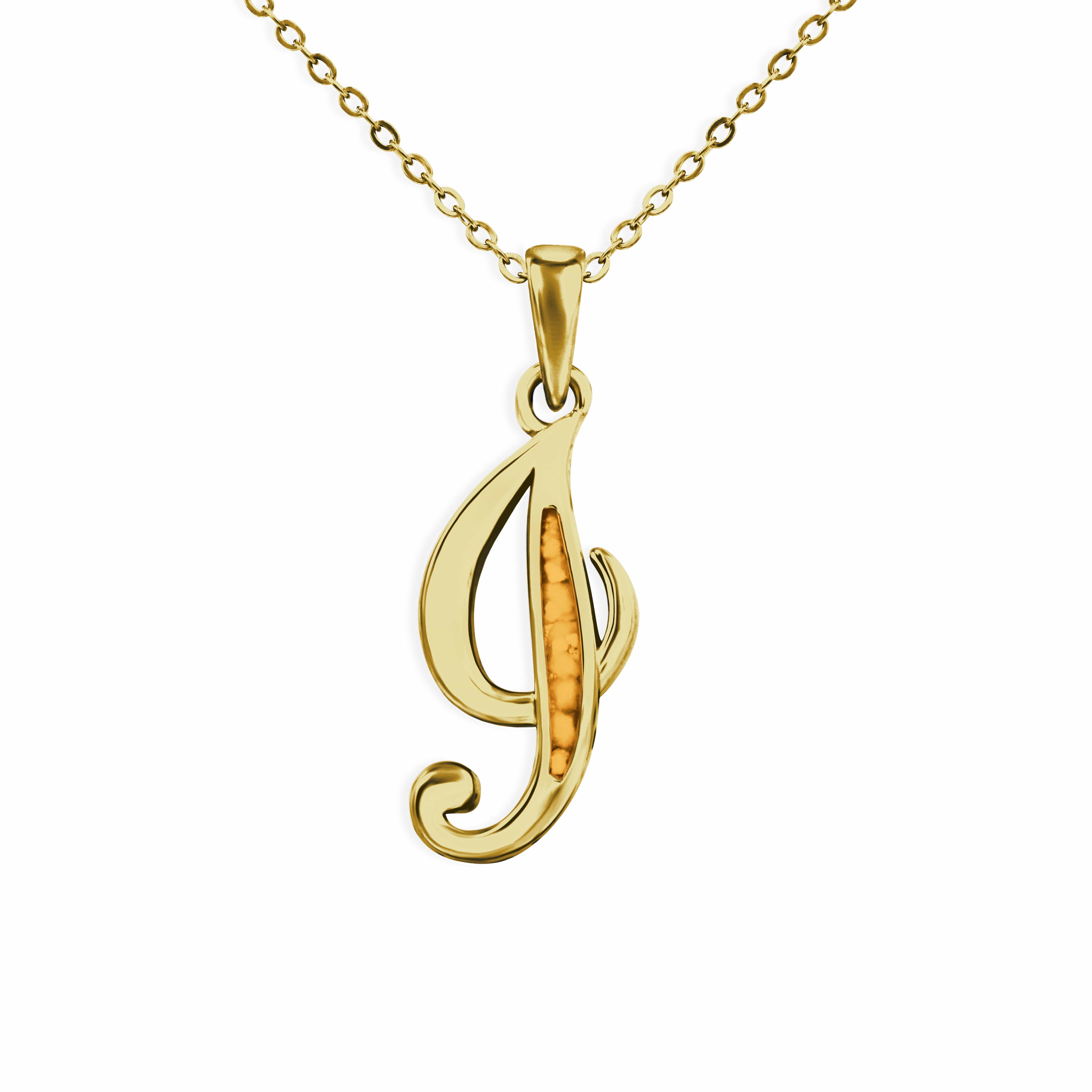 EverWith Alphabet Memorial Ashes Pendant - Letter I 9k Yellow Gold Orange
