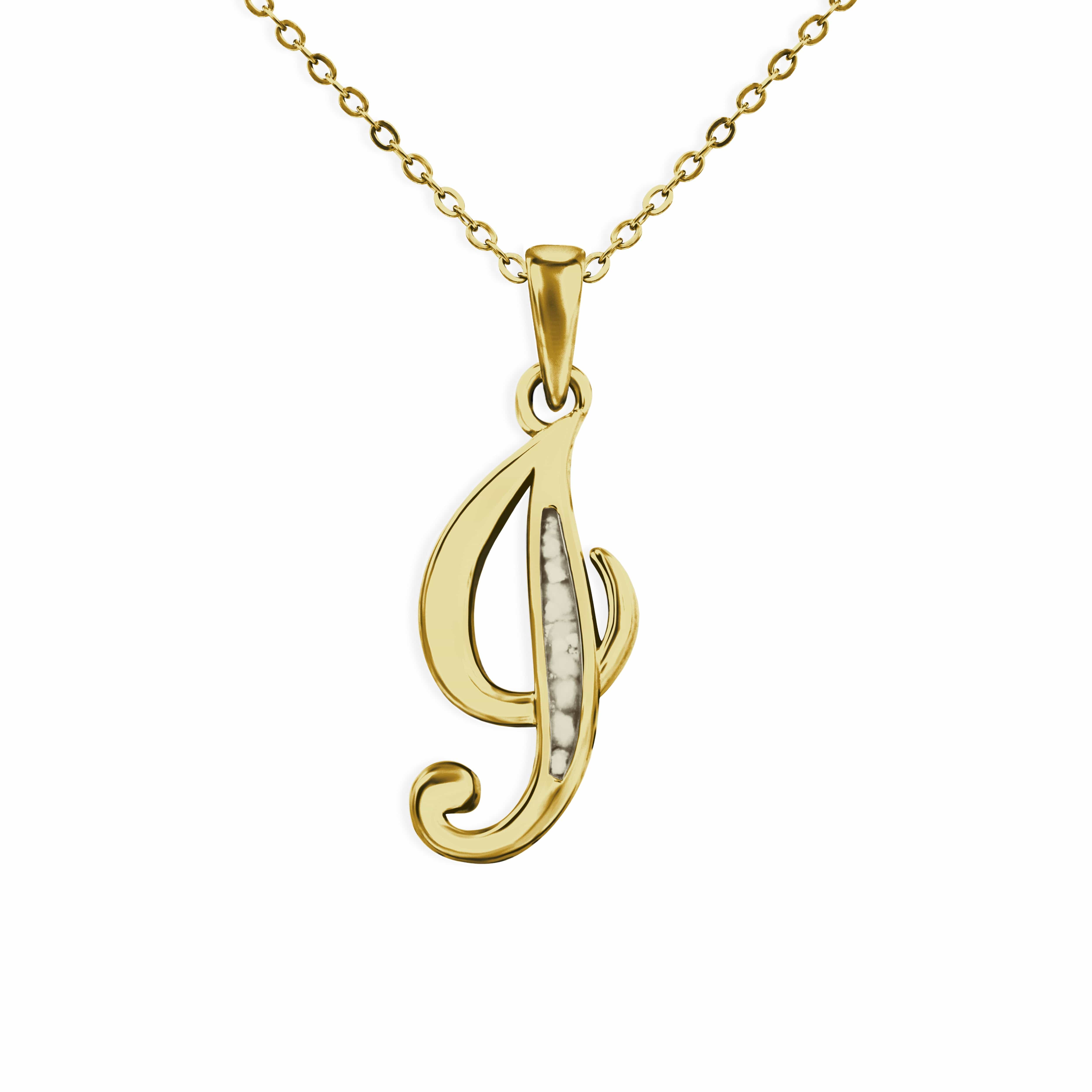 EverWith Alphabet Memorial Ashes Pendant - Letter I 9k Yellow Gold Transparent