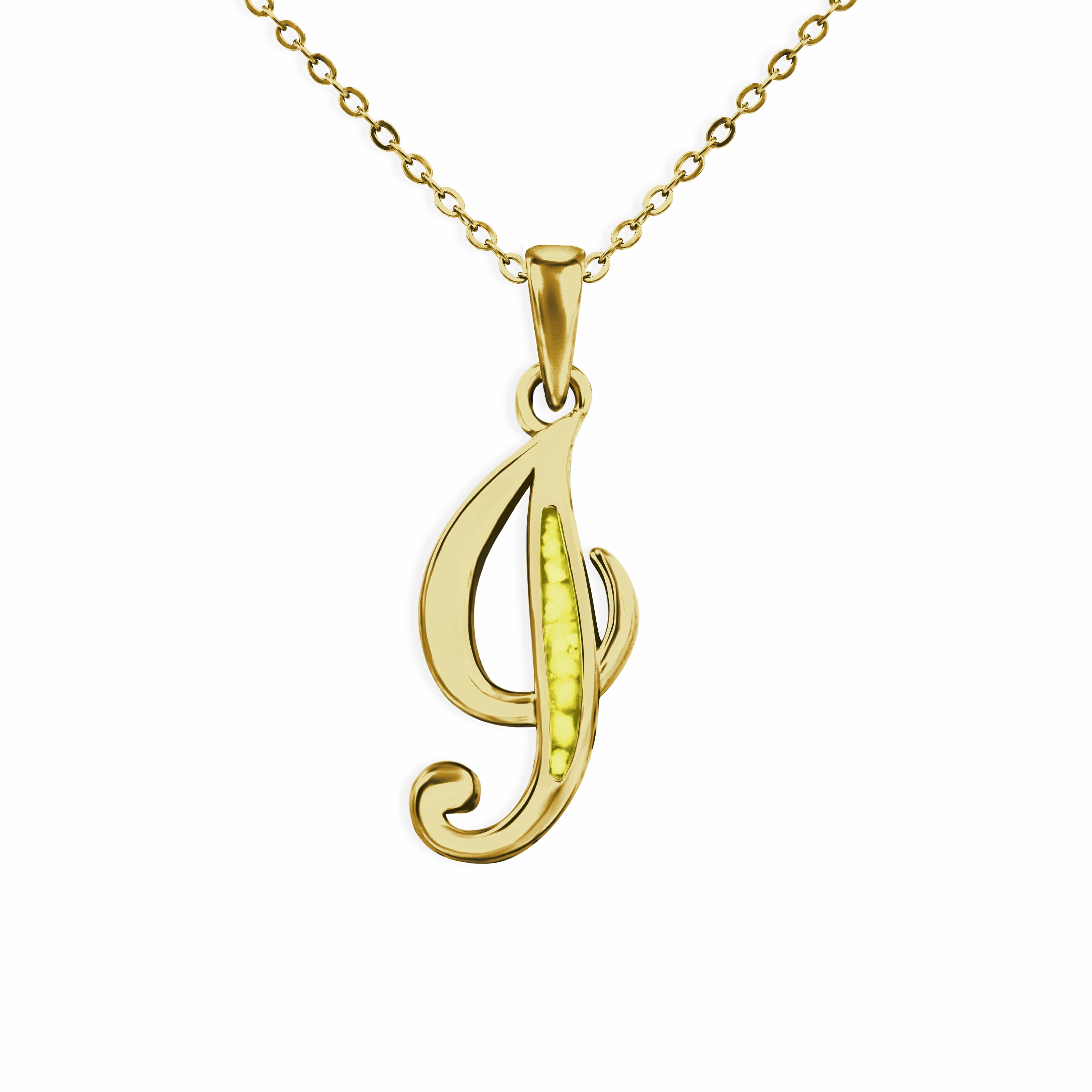 EverWith Alphabet Memorial Ashes Pendant - Letter I 9k Yellow Gold Yellow