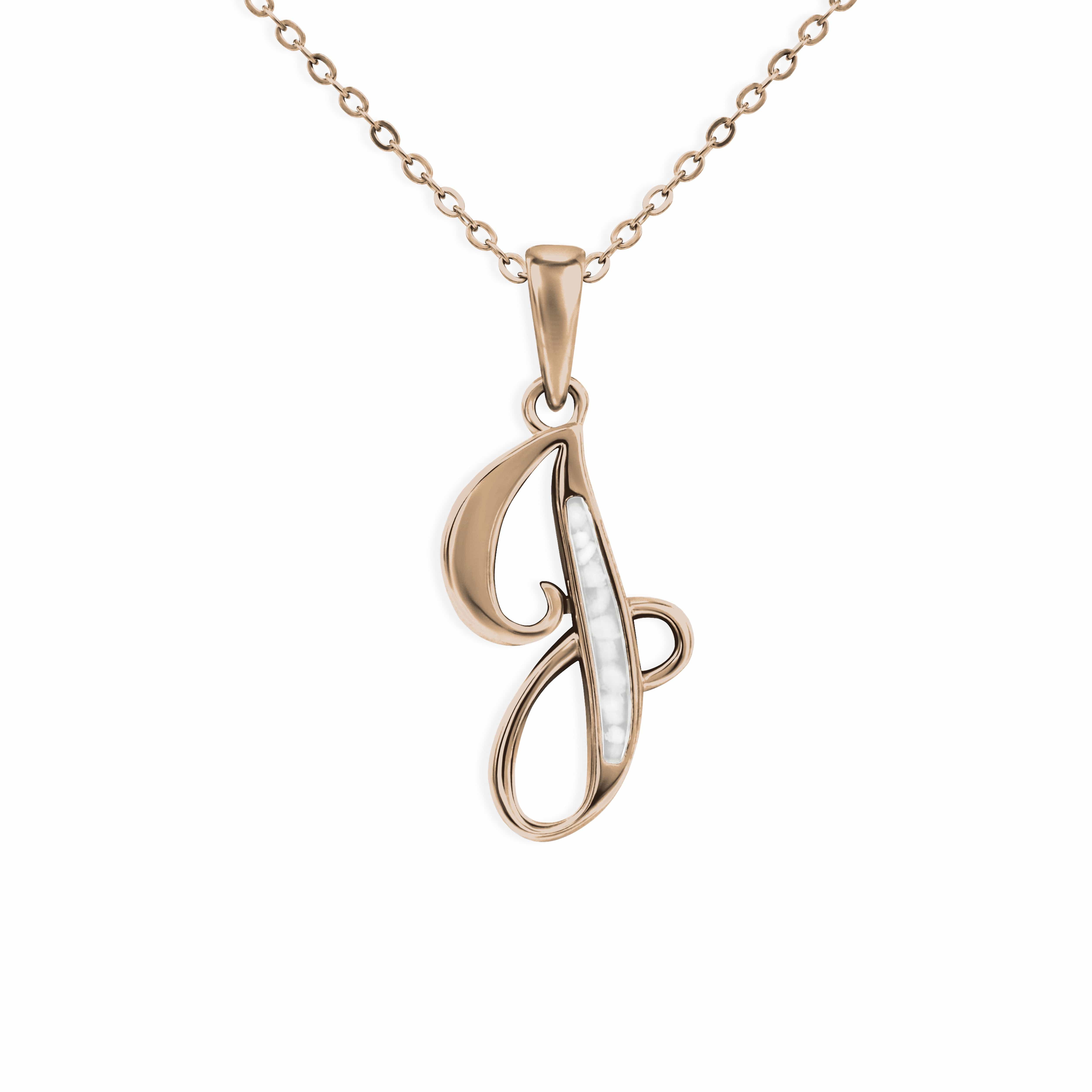 EverWith Alphabet Memorial Ashes Pendant - Letter J 9k Rose Gold White