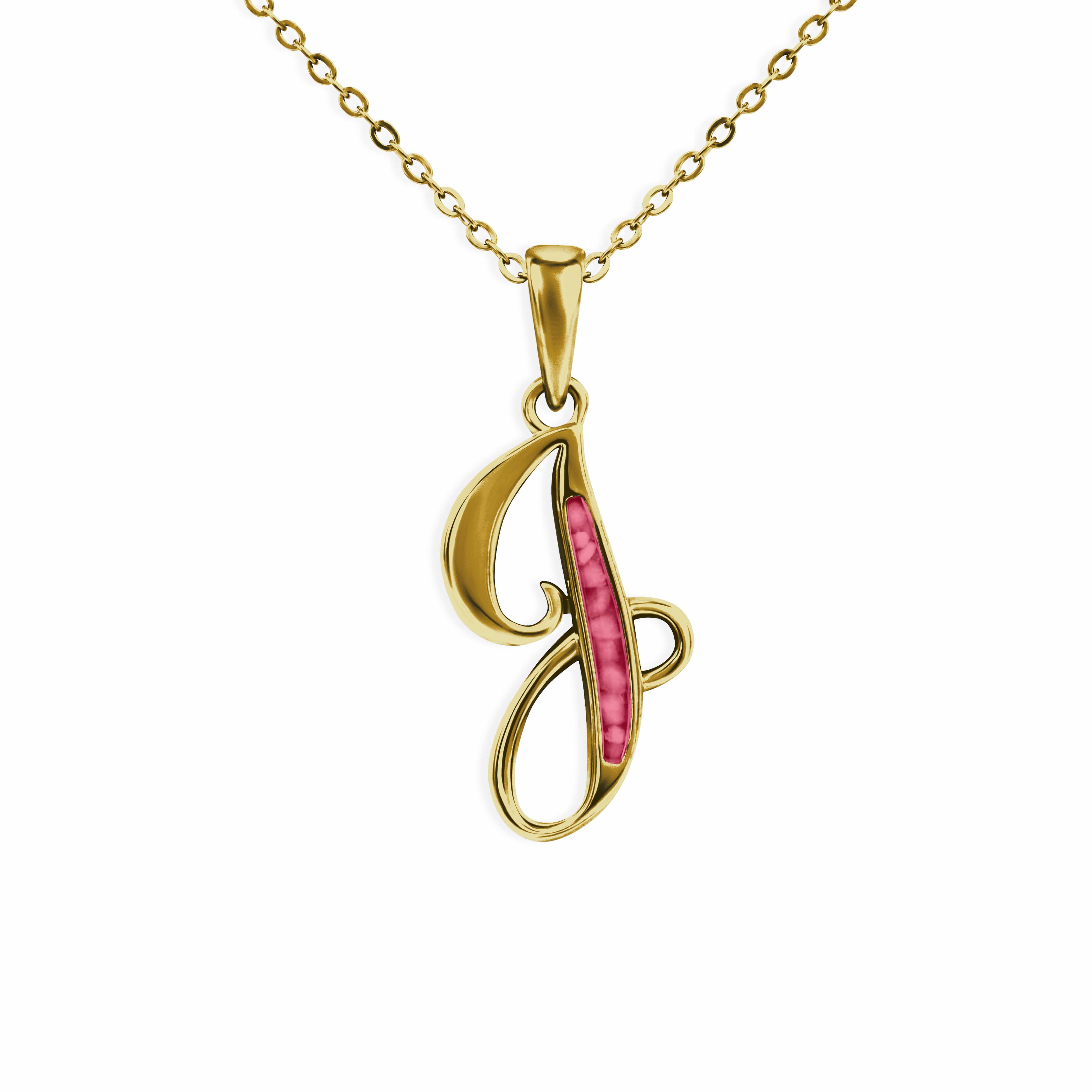 EverWith Alphabet Memorial Ashes Pendant - Letter J 9k Yellow Gold Red