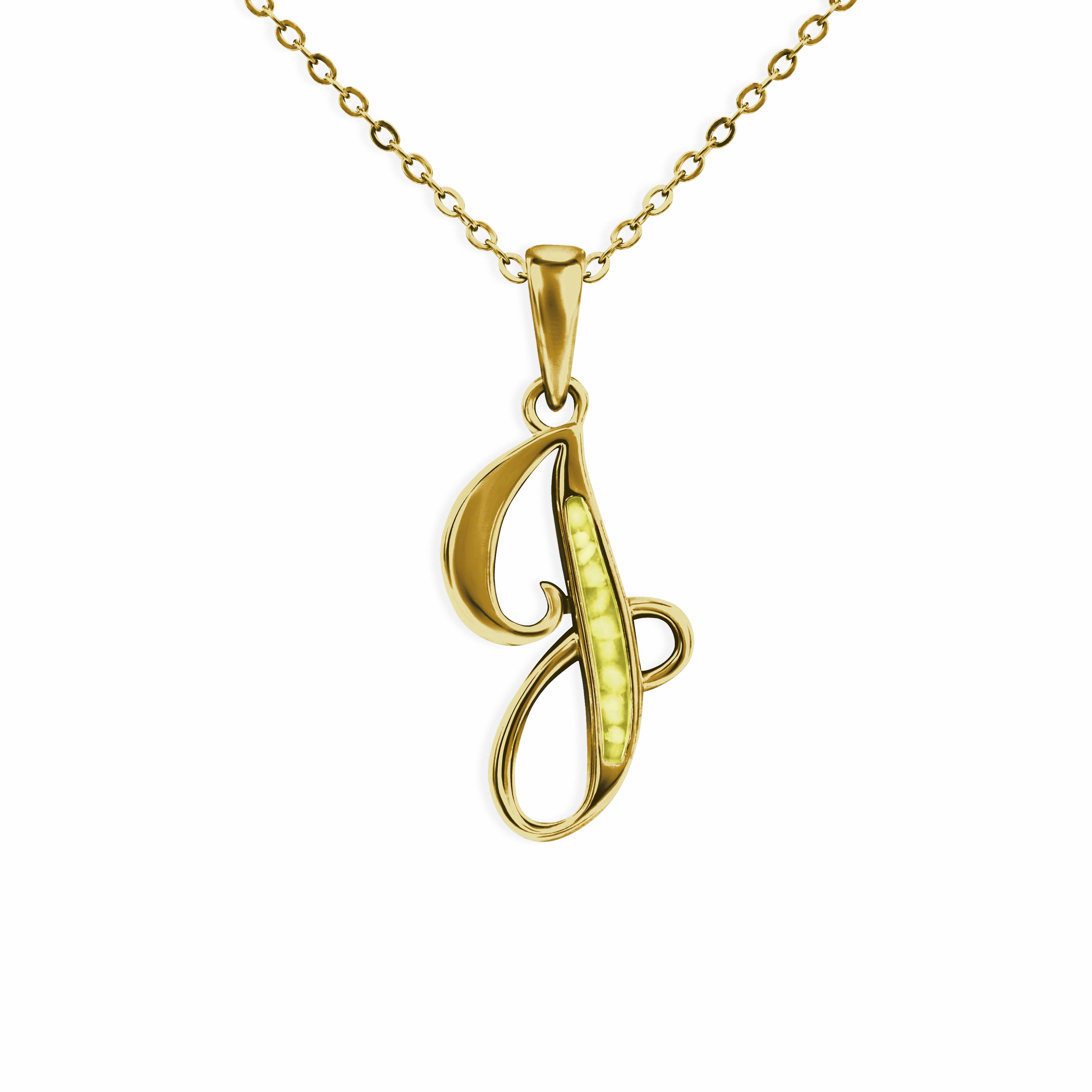 EverWith Alphabet Memorial Ashes Pendant - Letter J 9k Yellow Gold Yellow