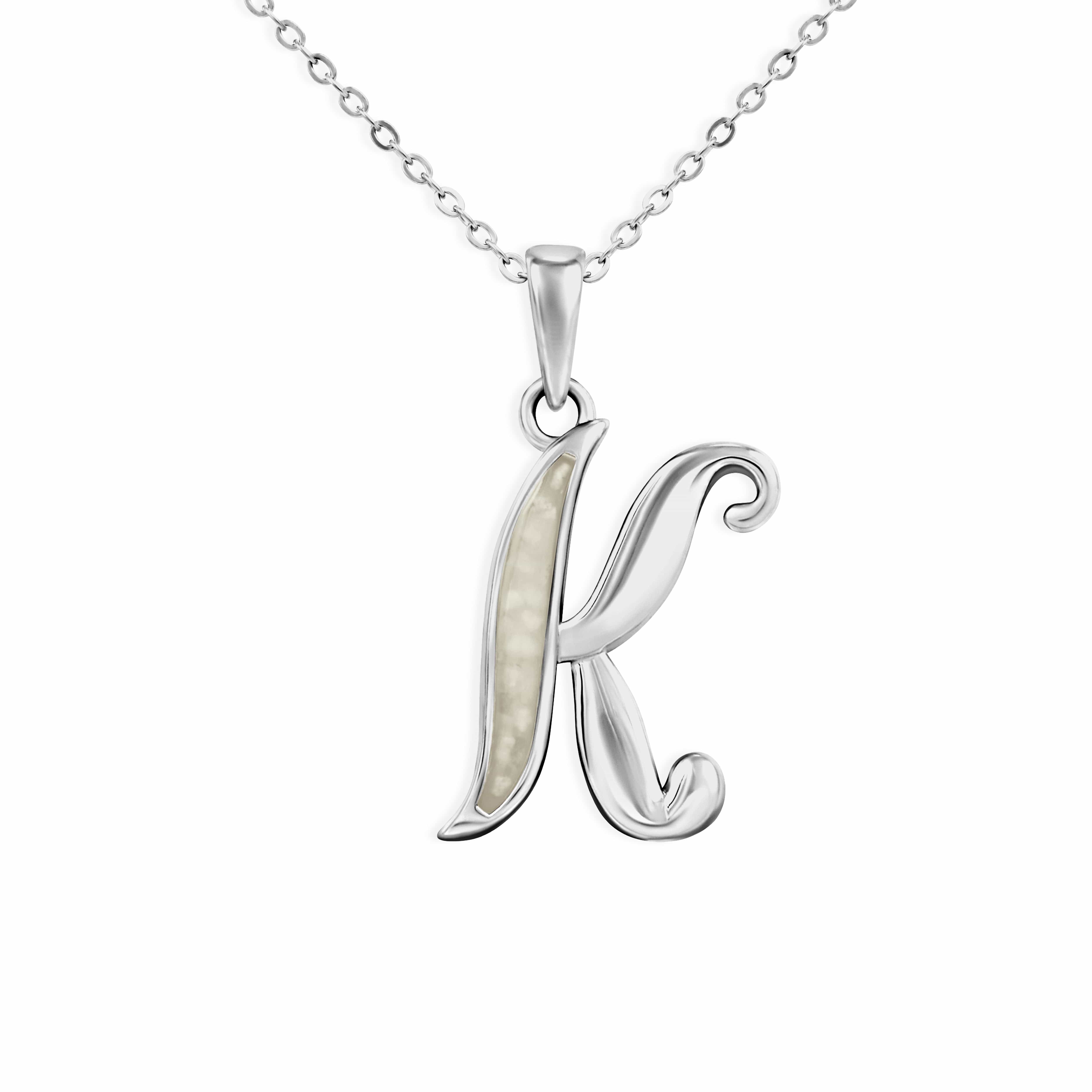 EverWith Alphabet Memorial Ashes Pendant - Letter K Transparent