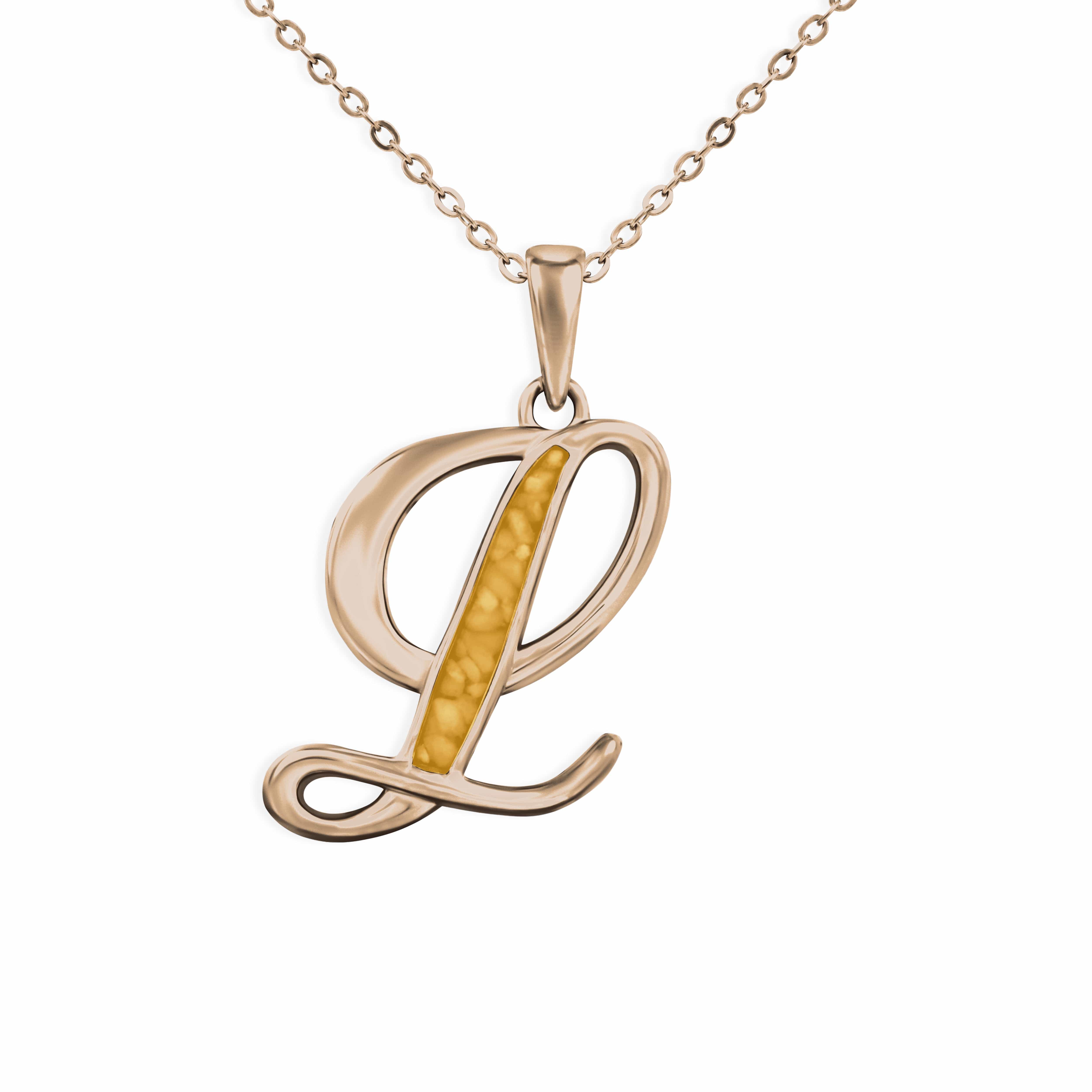 EverWith Alphabet Memorial Ashes Pendant - Letter L 9k Rose Gold Orange
