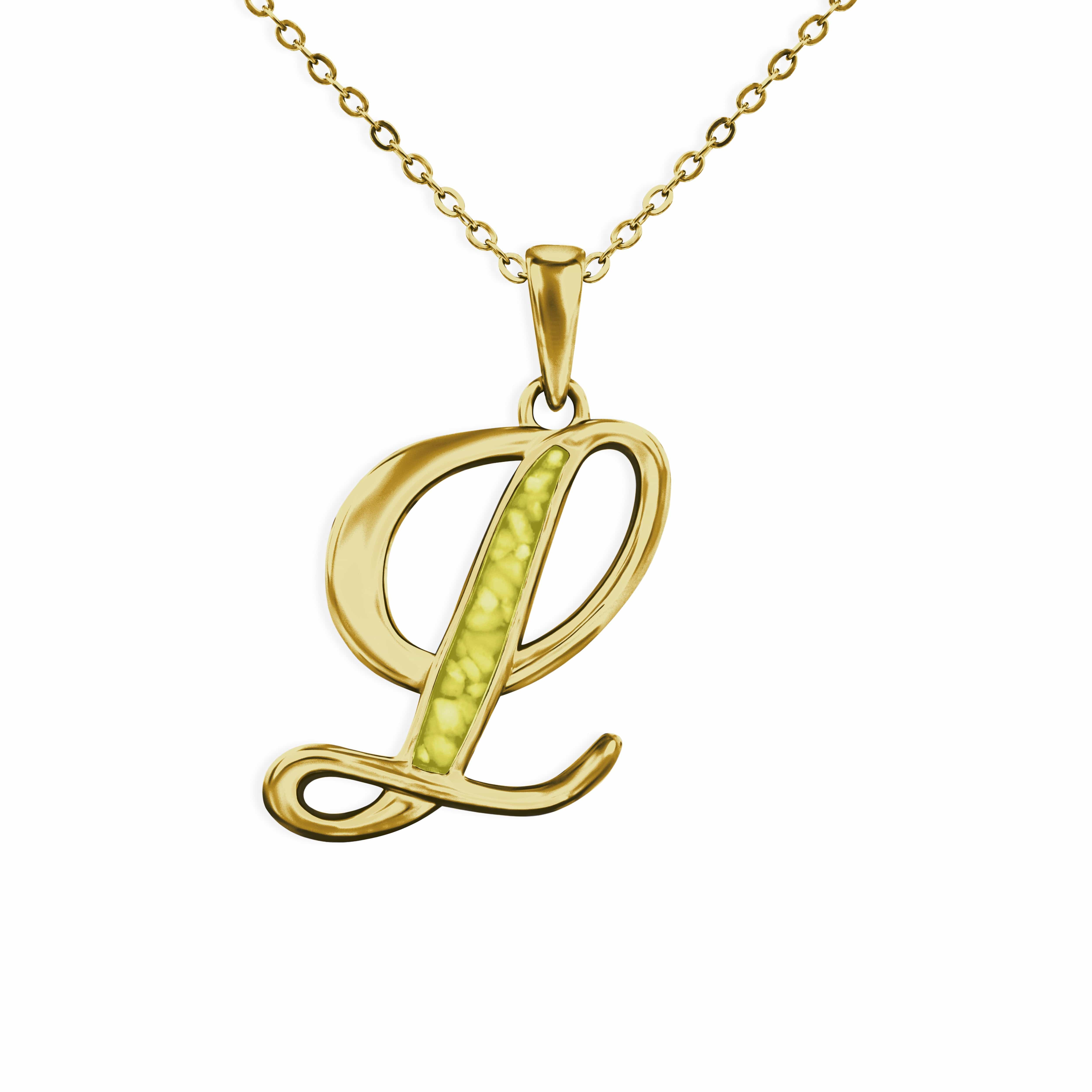 EverWith Alphabet Memorial Ashes Pendant - Letter L 9k Yellow Gold Yellow