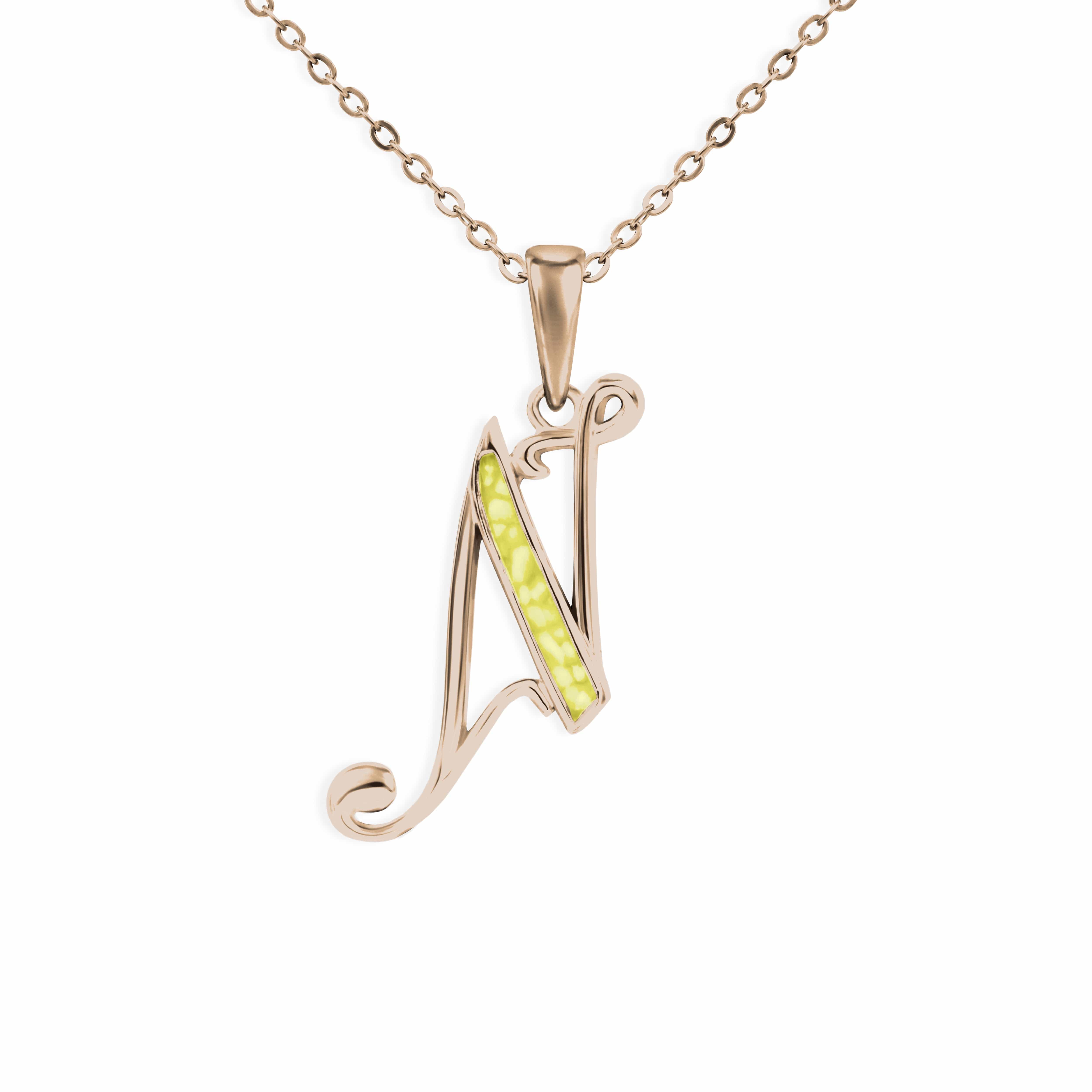 EverWith Alphabet Memorial Ashes Pendant - Letter N 9k Rose Gold Yellow