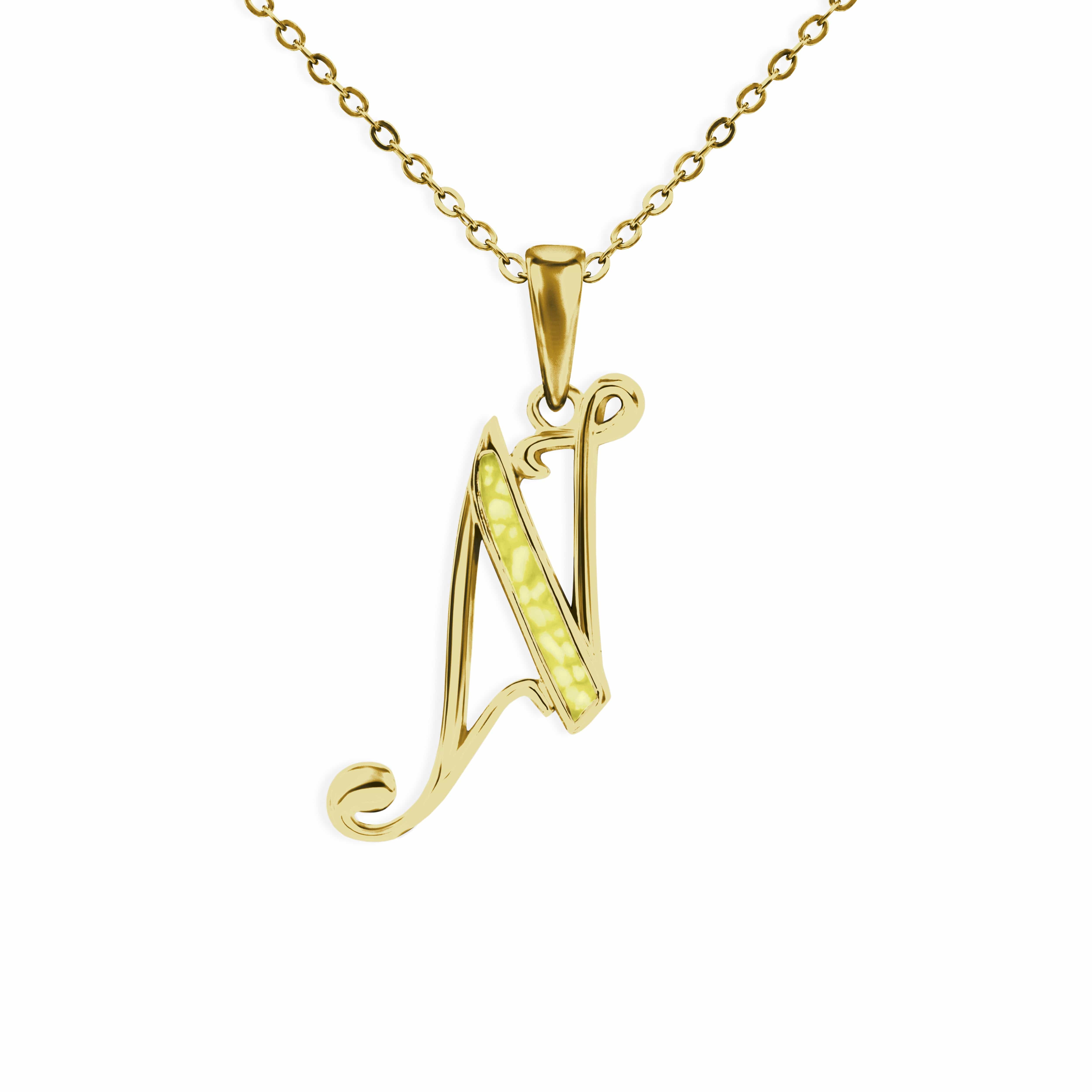 EverWith Alphabet Memorial Ashes Pendant - Letter N 9k Yellow Gold Yellow