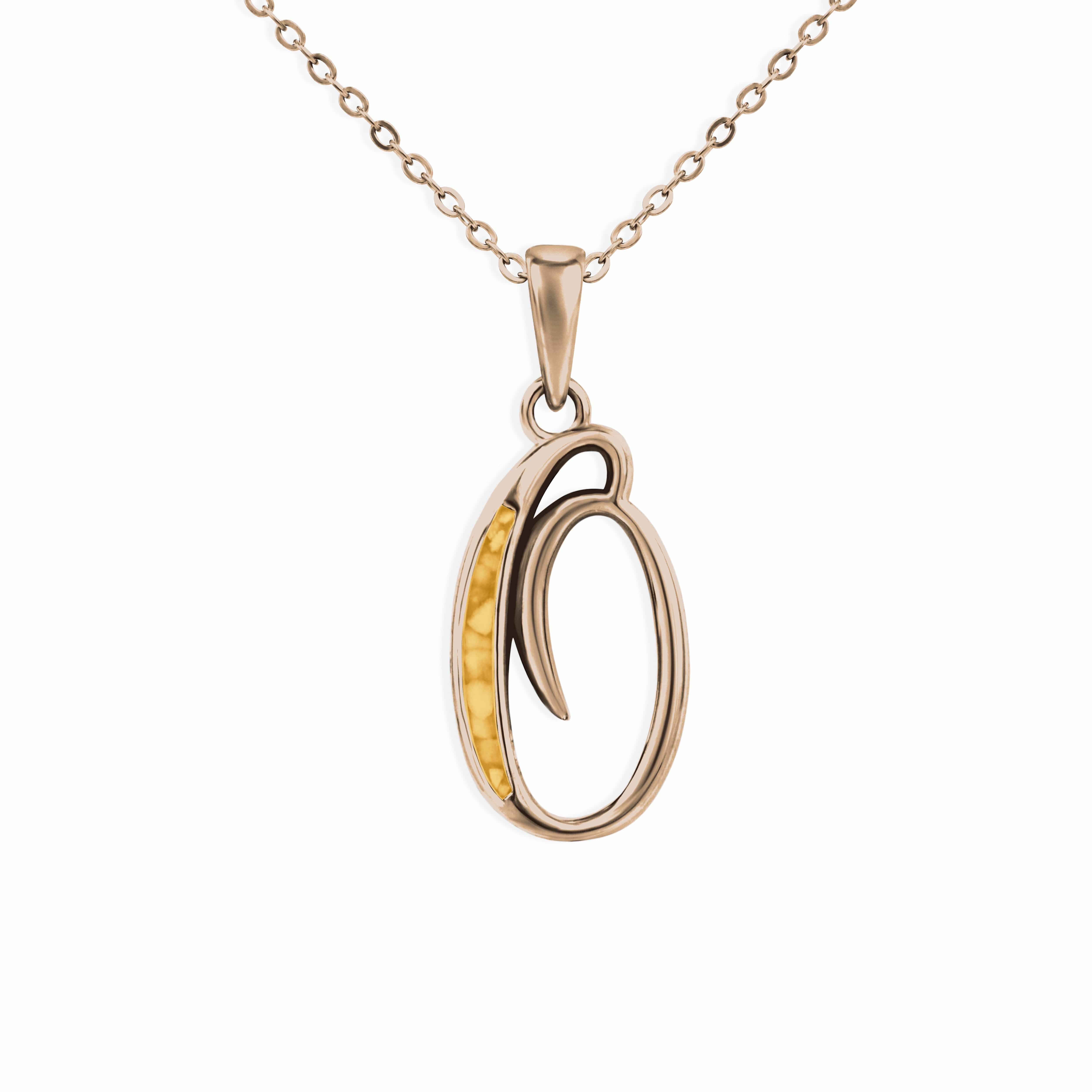 EverWith Alphabet Memorial Ashes Pendant - Letter O 9k Rose Gold Orange
