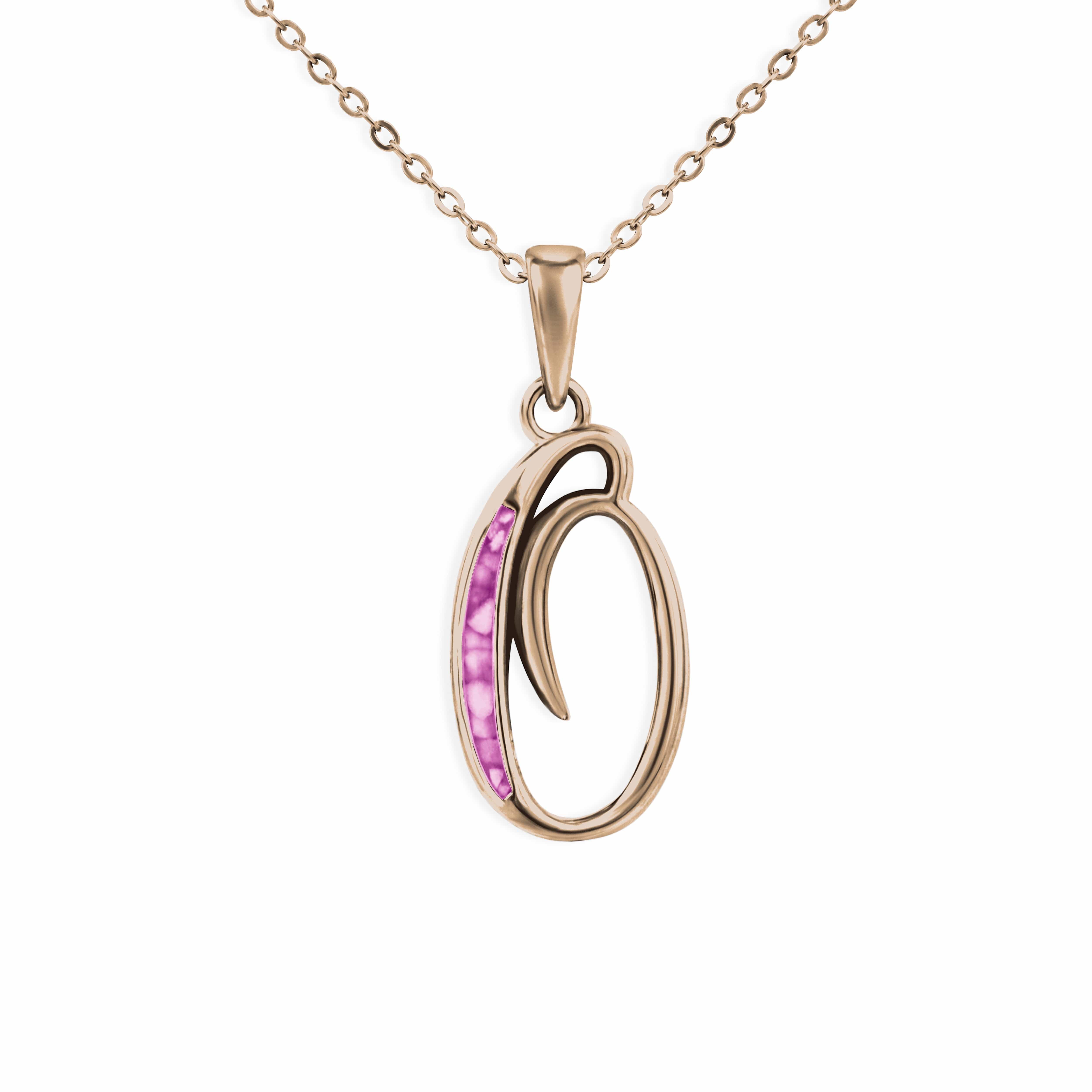 EverWith Alphabet Memorial Ashes Pendant - Letter O 9k Rose Gold Pink