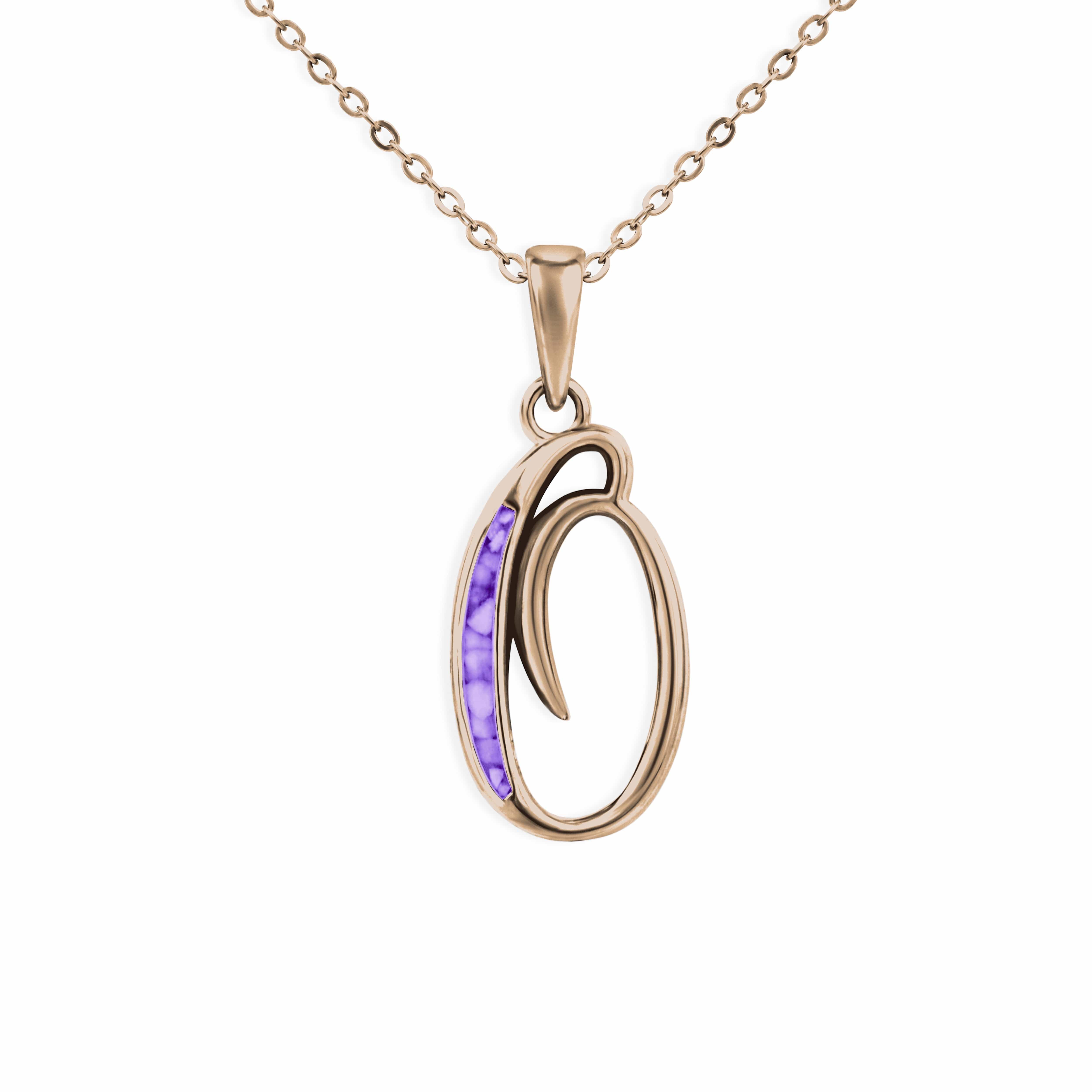EverWith Alphabet Memorial Ashes Pendant - Letter O 9k Rose Gold Purple