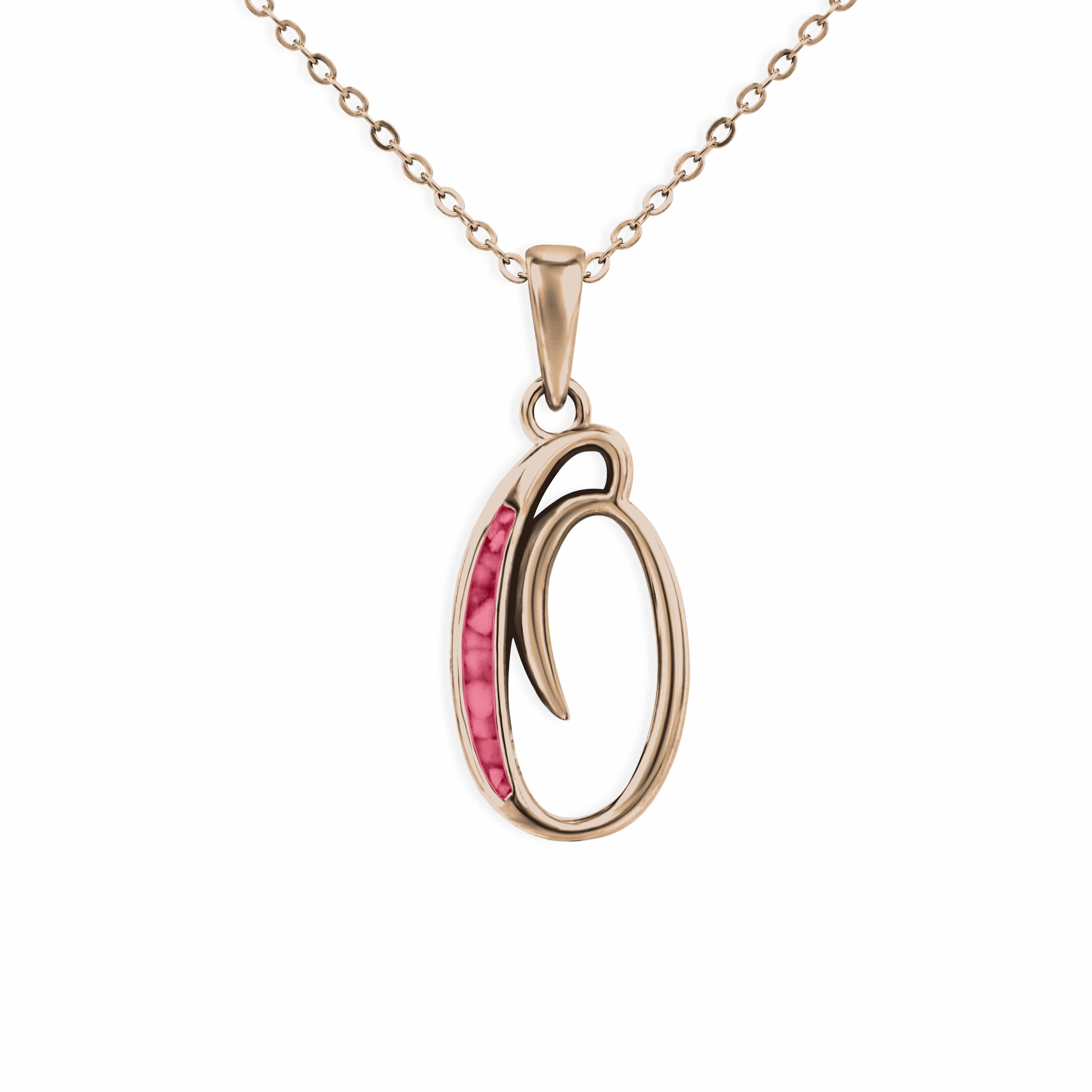 EverWith Alphabet Memorial Ashes Pendant - Letter O 9k Rose Gold Red