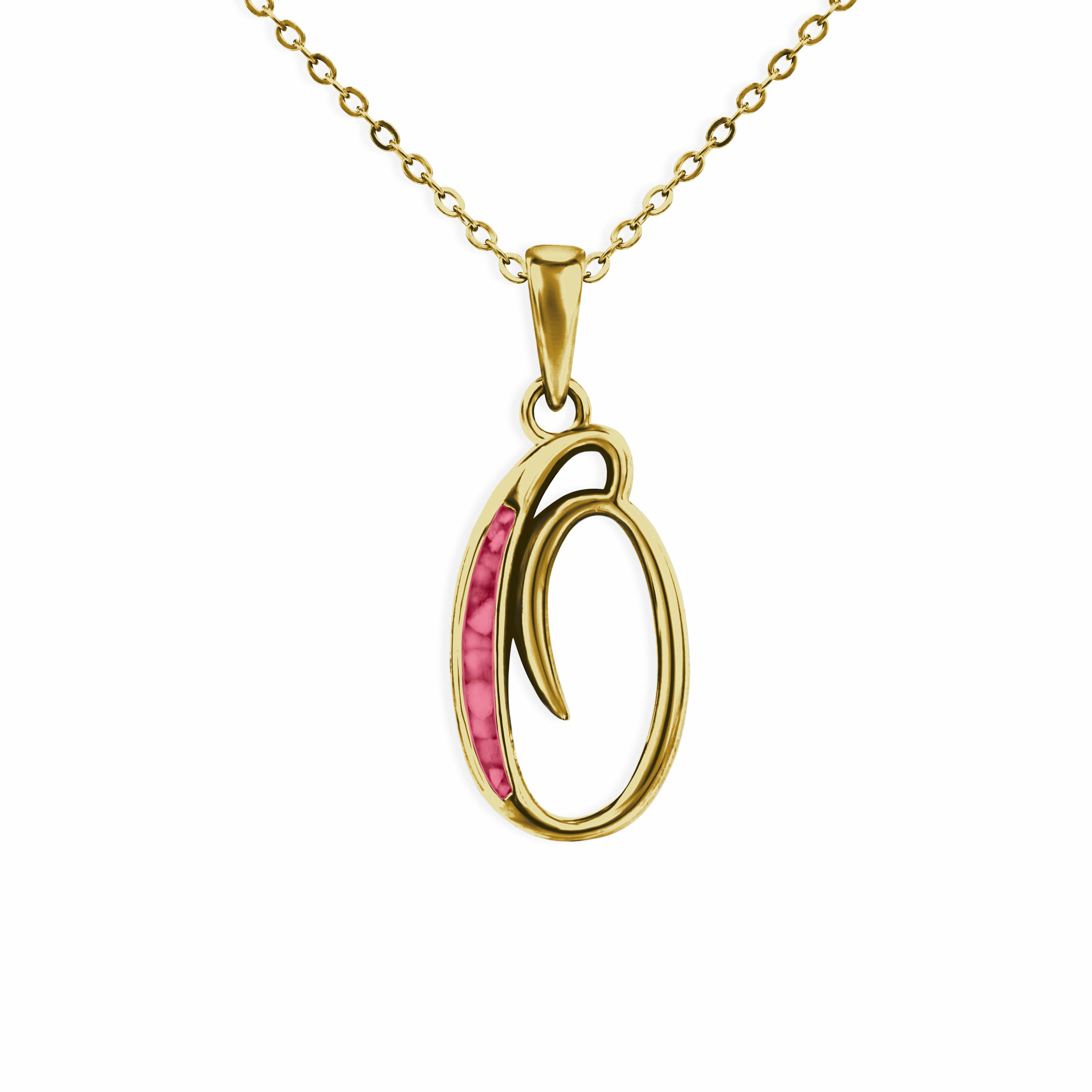 EverWith Alphabet Memorial Ashes Pendant - Letter O 9k Yellow Gold Red