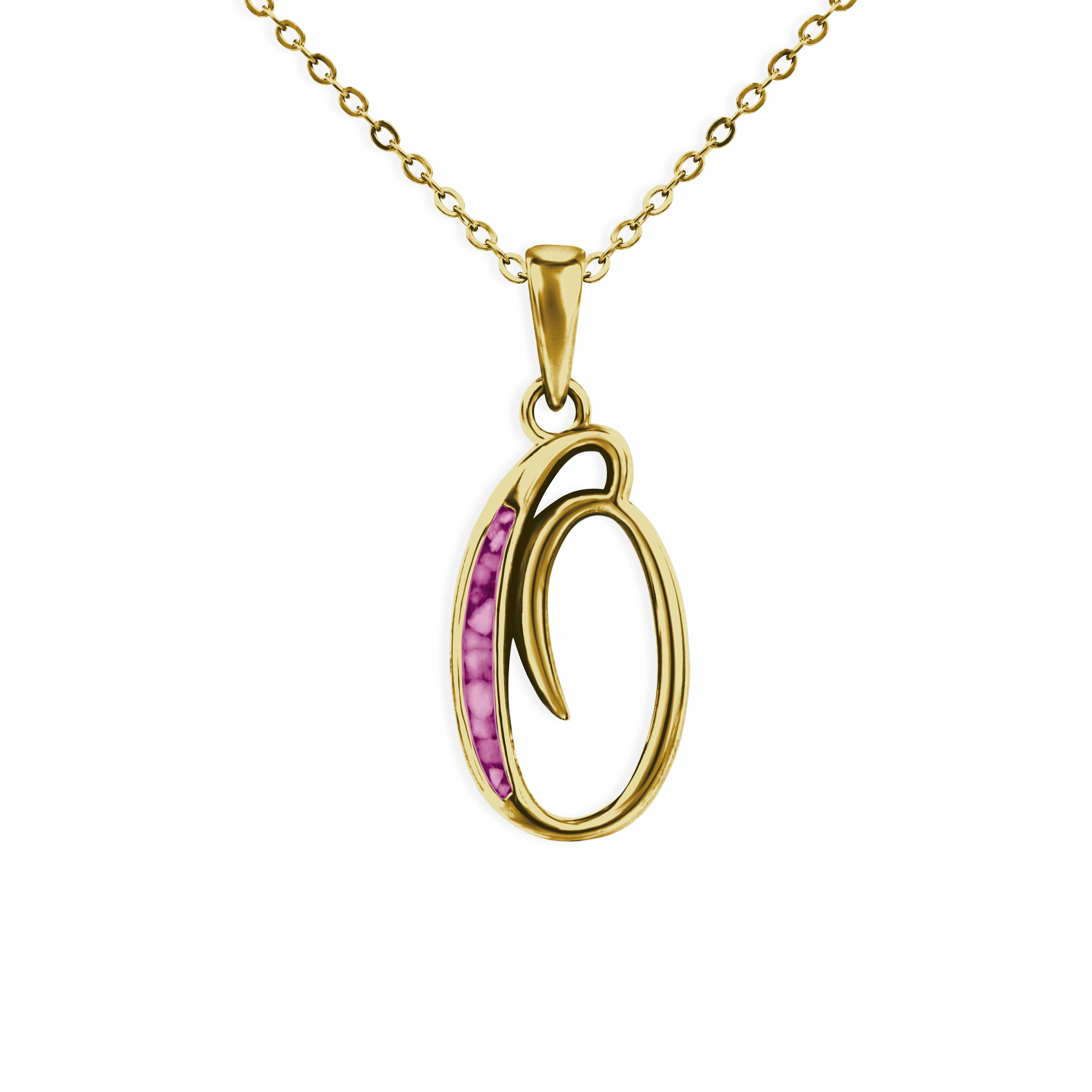 EverWith Alphabet Memorial Ashes Pendant - Letter O 9k Yellow Gold Violet