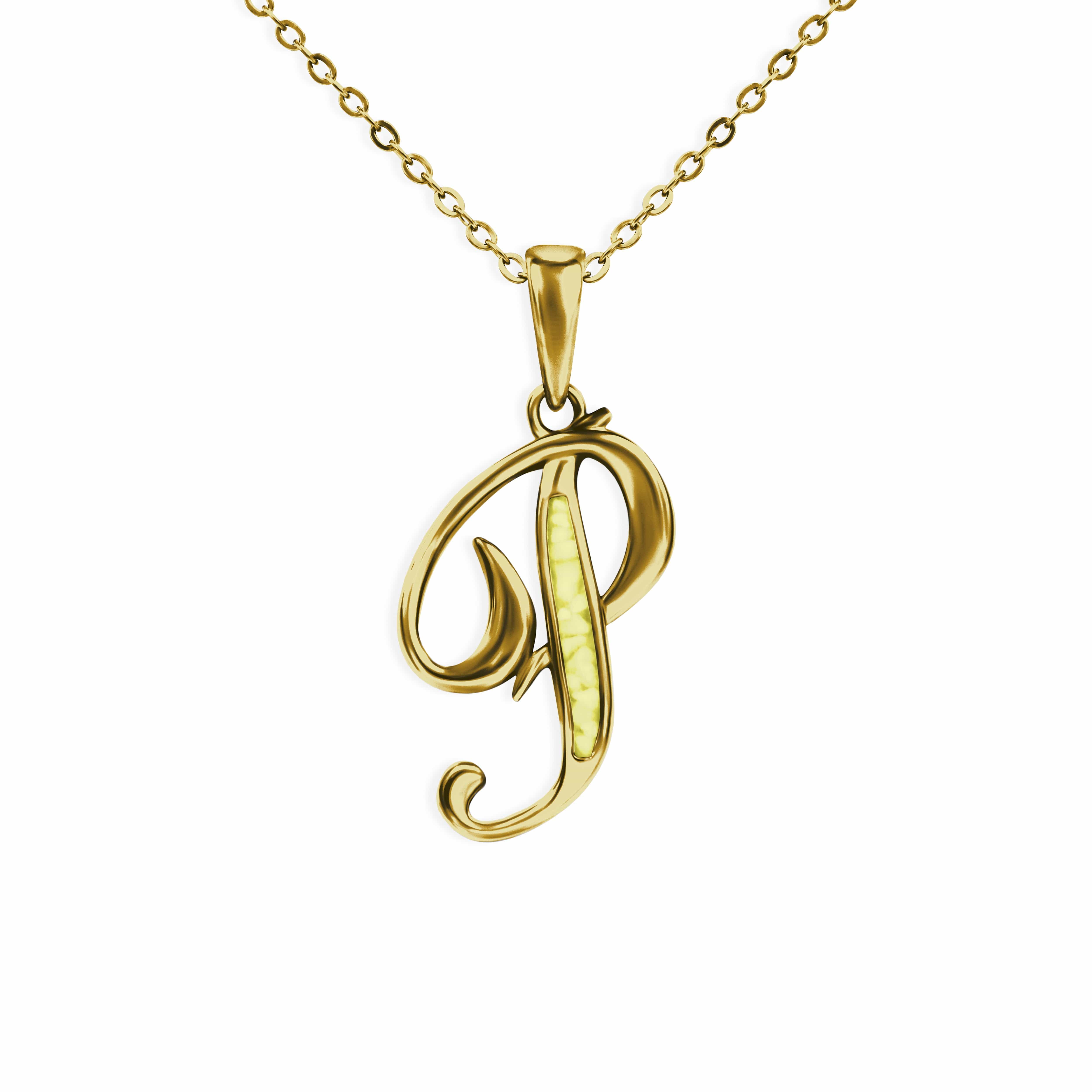 EverWith Alphabet Memorial Ashes Pendant - Letter P 9k Yellow Gold Yellow