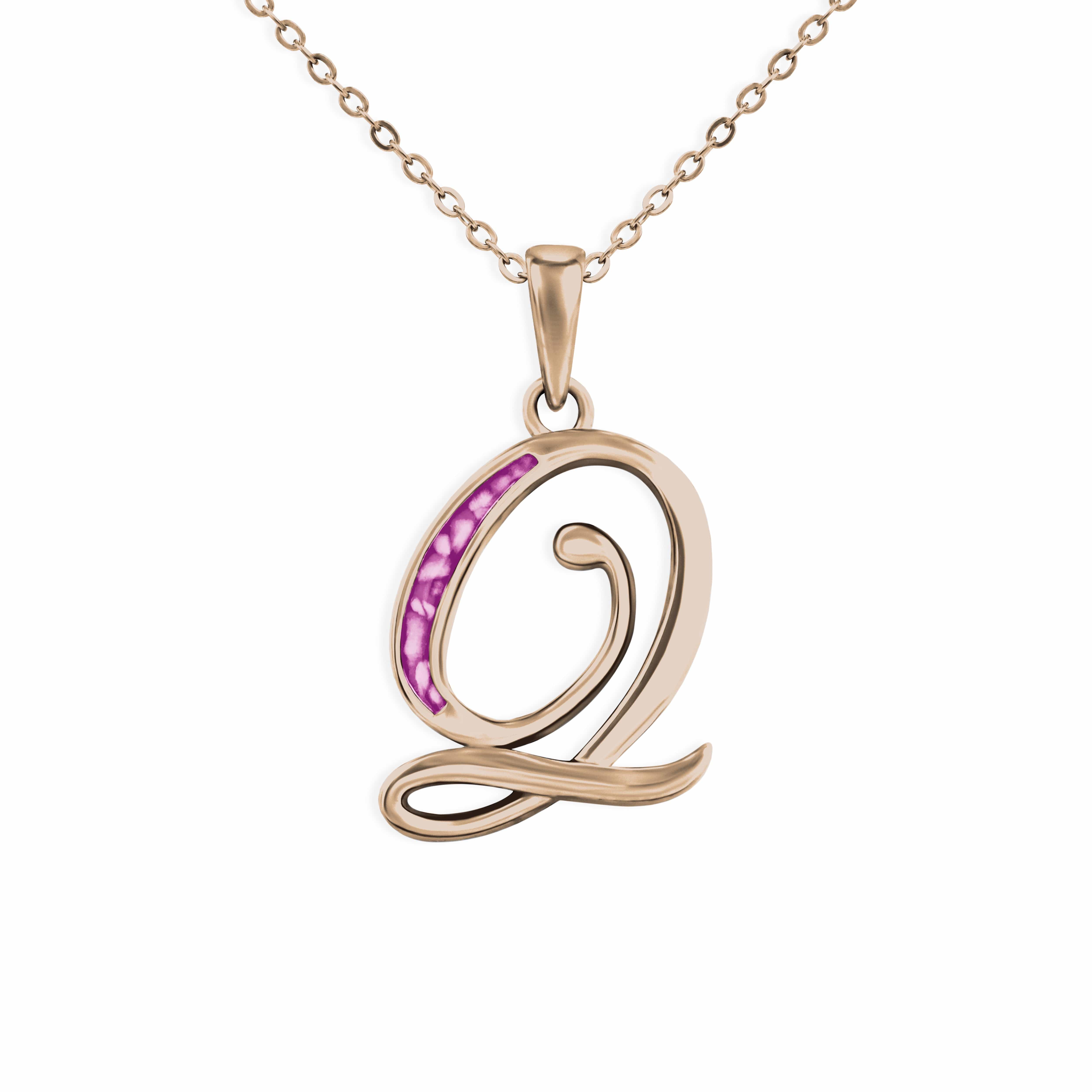 EverWith Alphabet Memorial Ashes Pendant - Letter Q 9k Rose Gold Pink