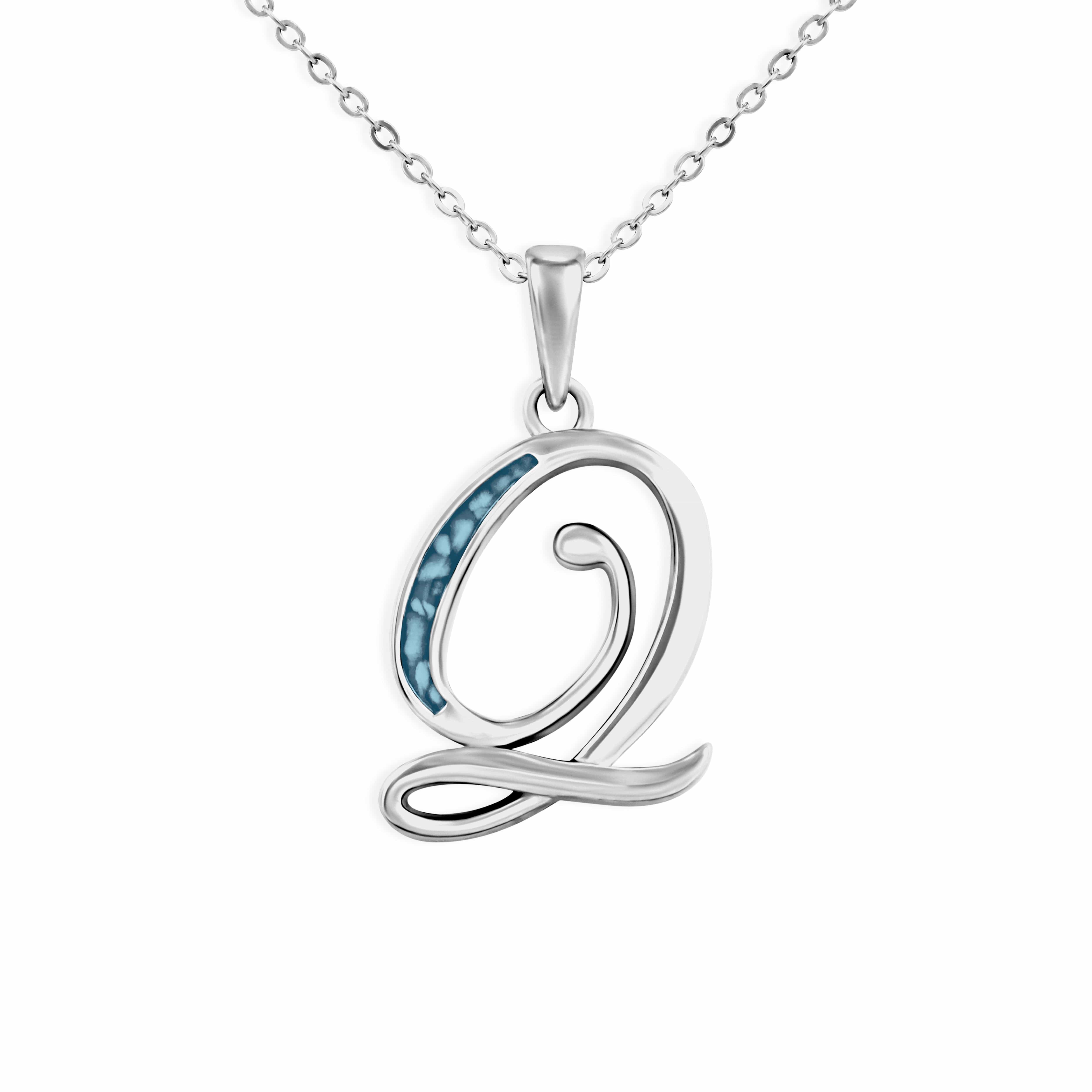 EverWith Alphabet Memorial Ashes Pendant - Letter Q Blue
