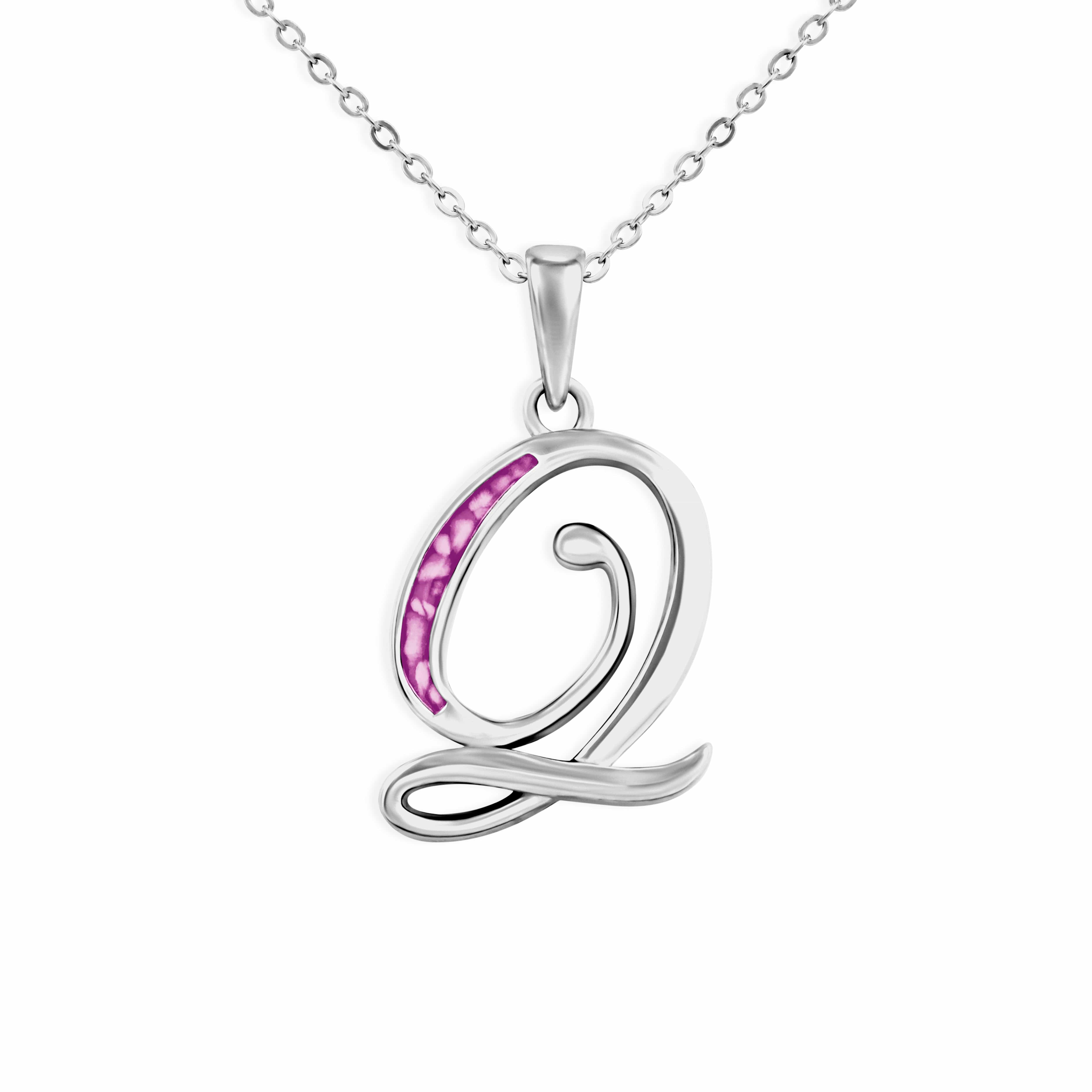 EverWith Alphabet Memorial Ashes Pendant - Letter Q Pink